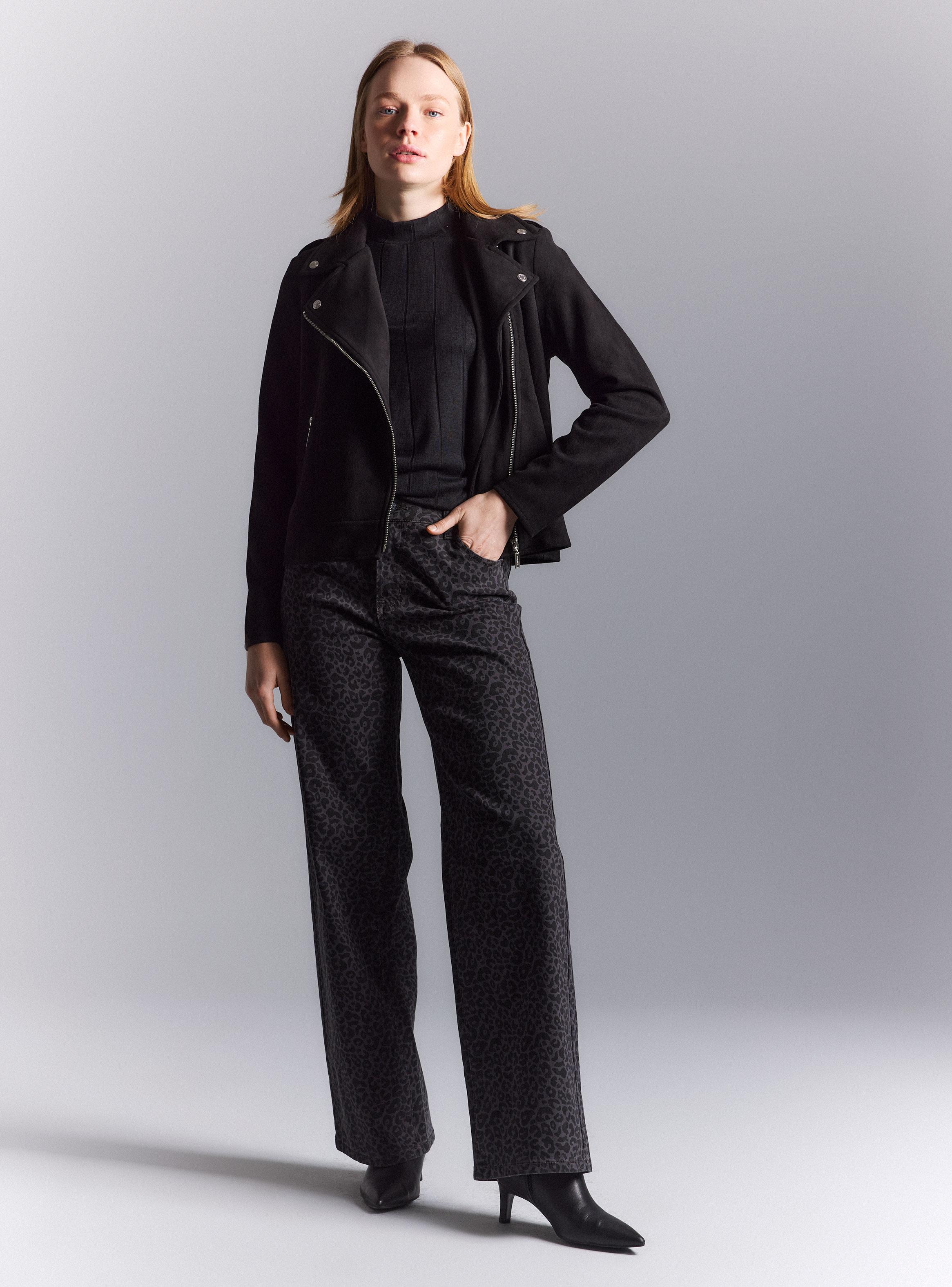 Chaqueta Biker Efecto Gamuza-4