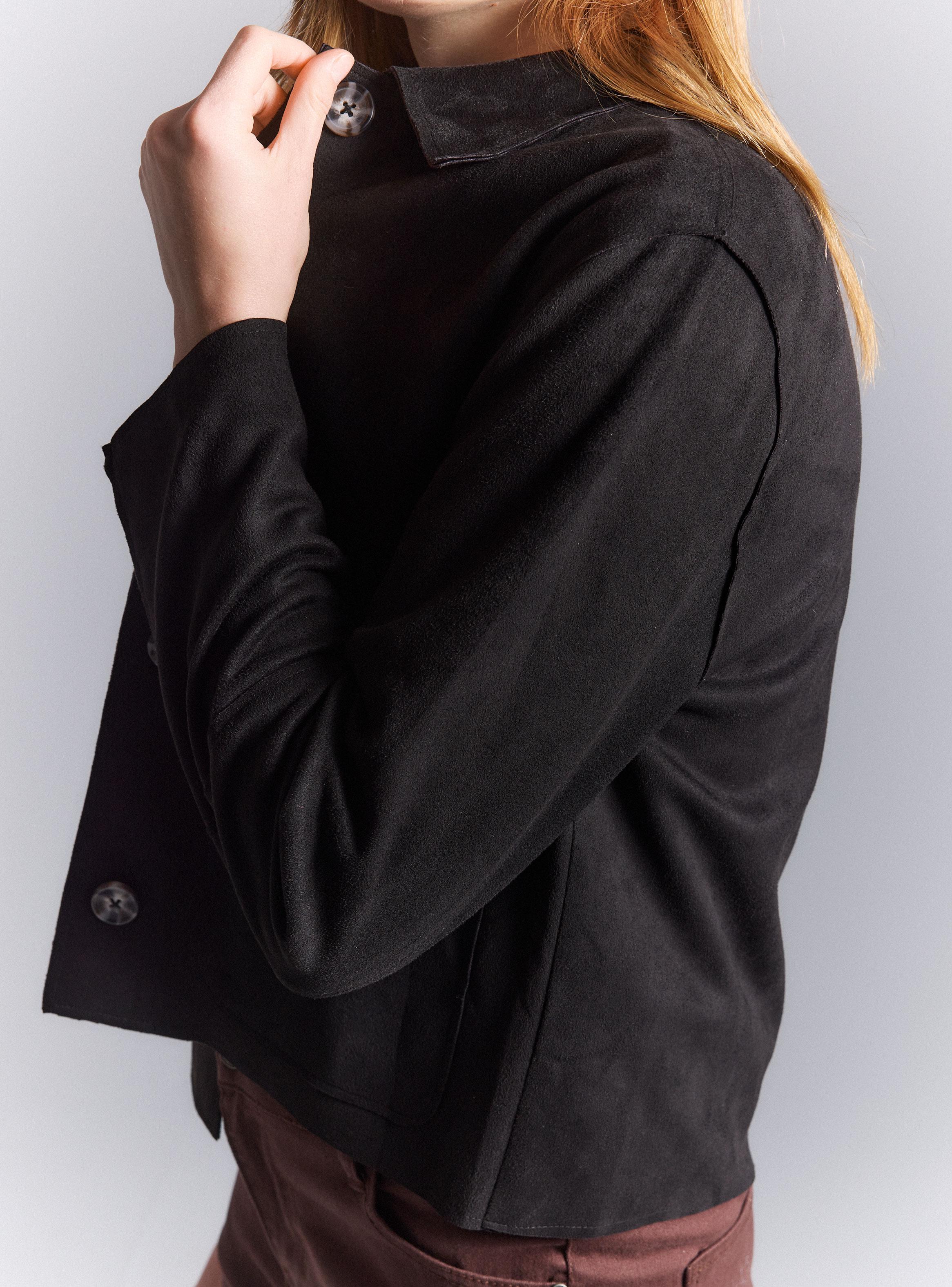 Chaqueta Casual con Botones Frontales Tela Tipo Gamuza-3