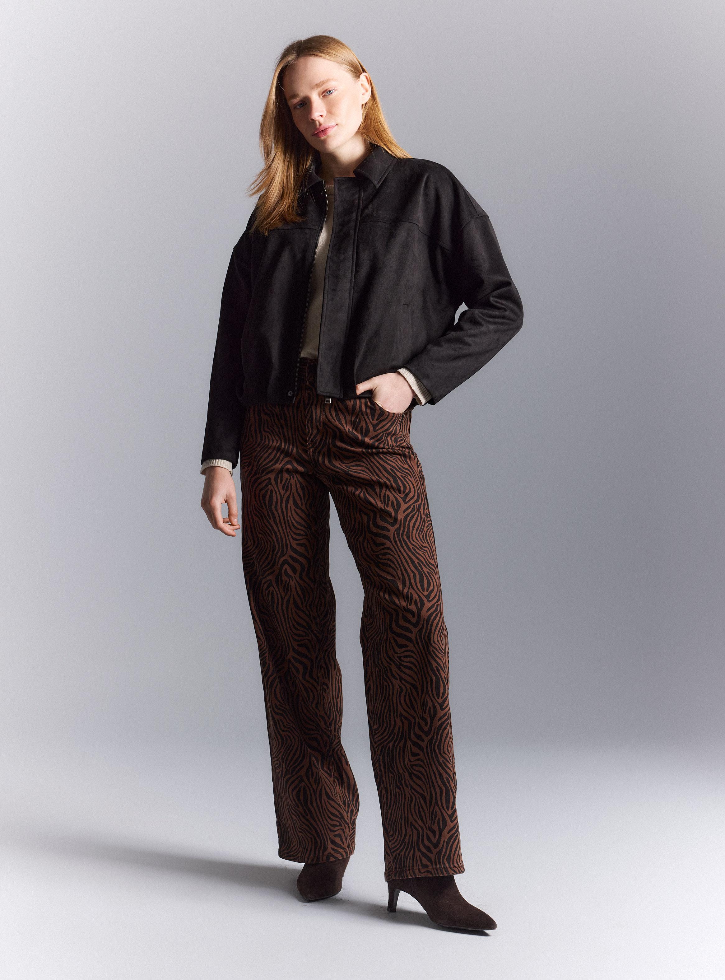 Chaqueta Bomber Oversize con Cierre Frontal y Bolsillos Tela-4
