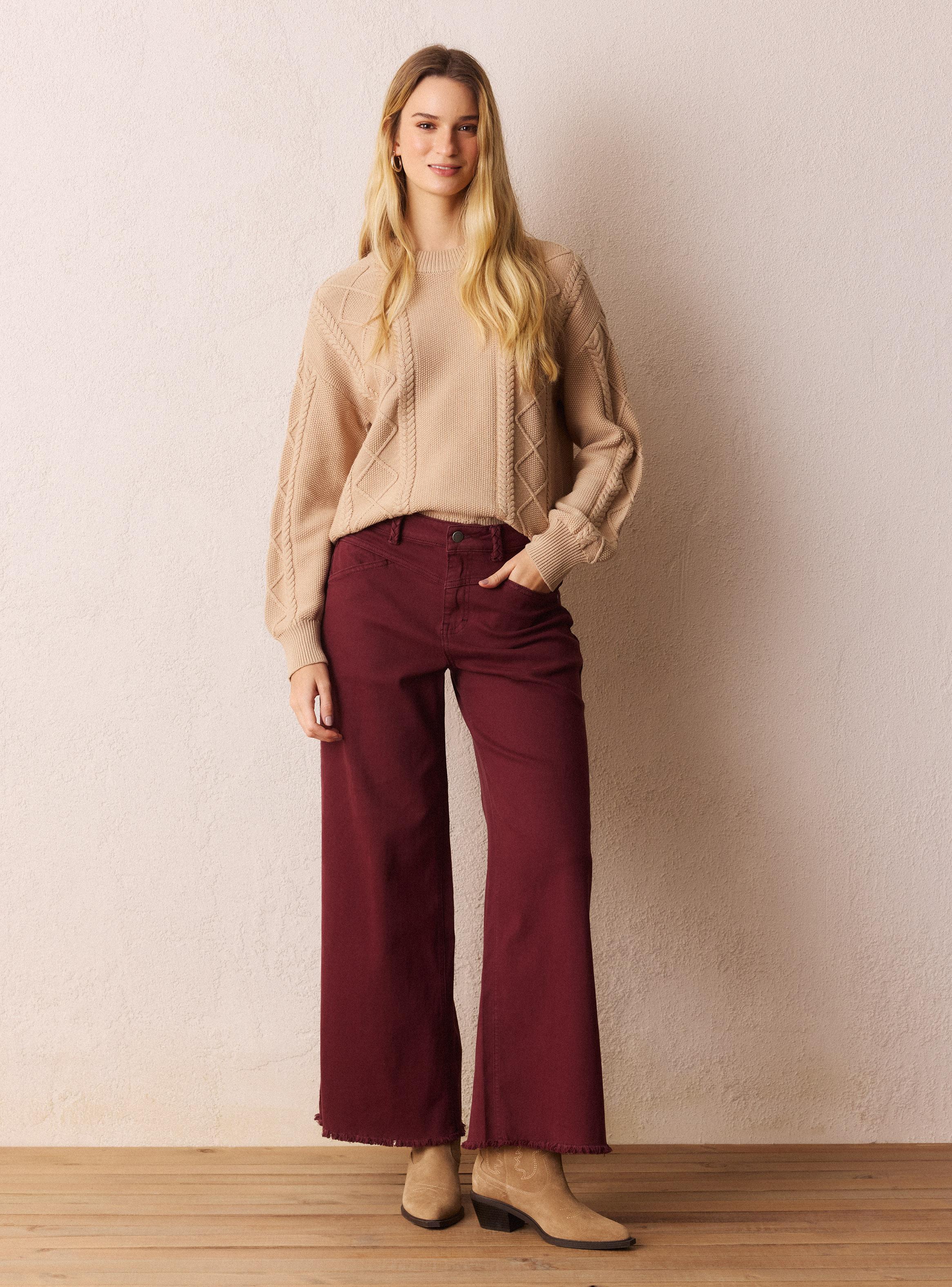 Jeans Wide Leg Color con Trenza-4
