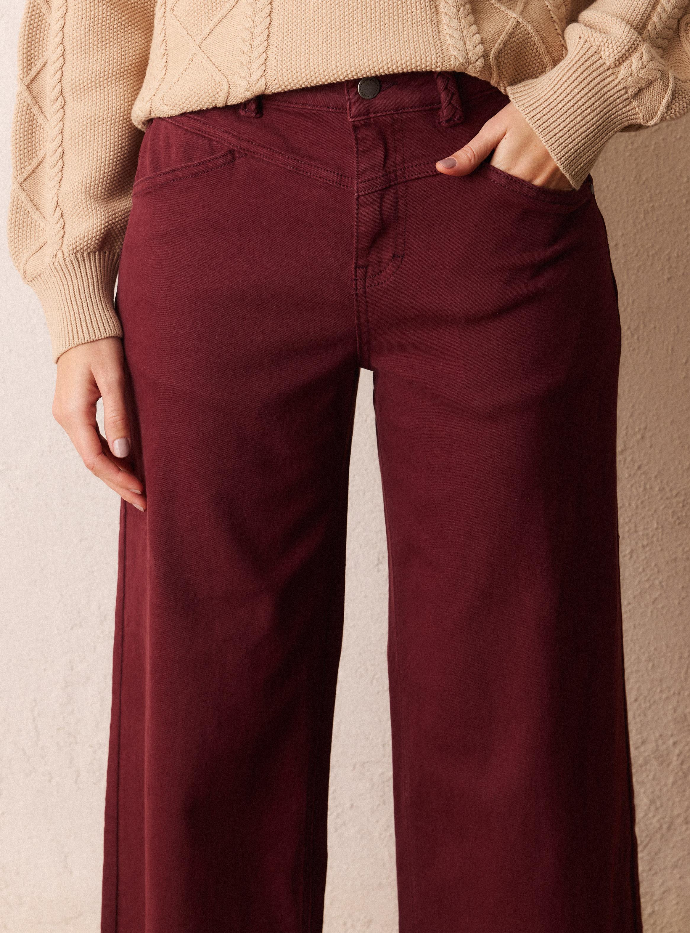 Jeans Wide Leg Color con Trenza-2