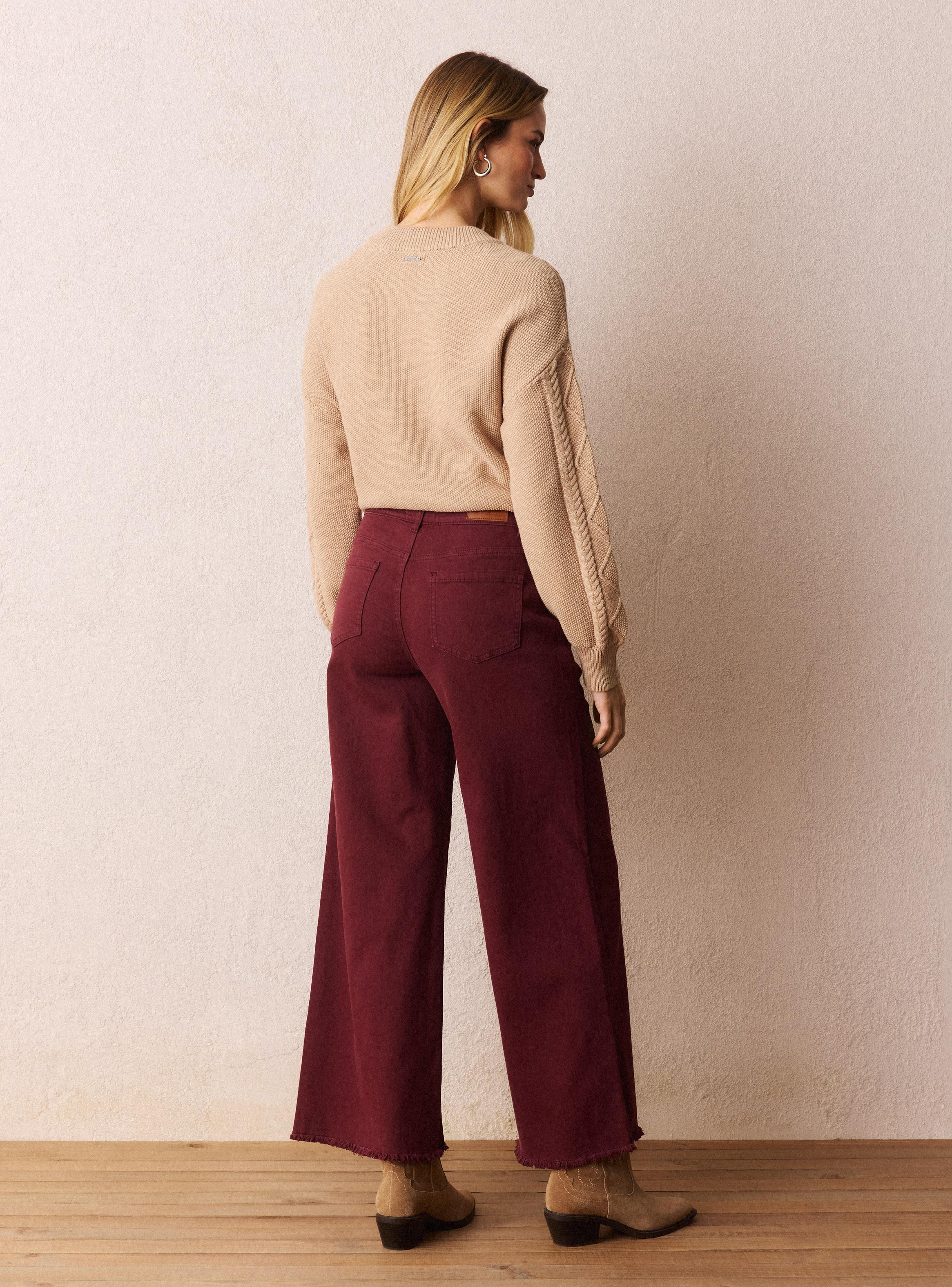 Jeans Wide Leg Color con Trenza-5
