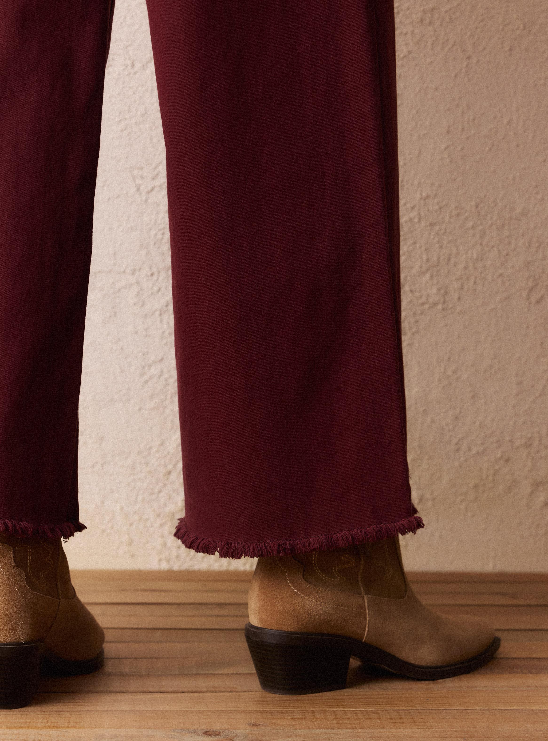 Jeans Wide Leg Color con Trenza-3