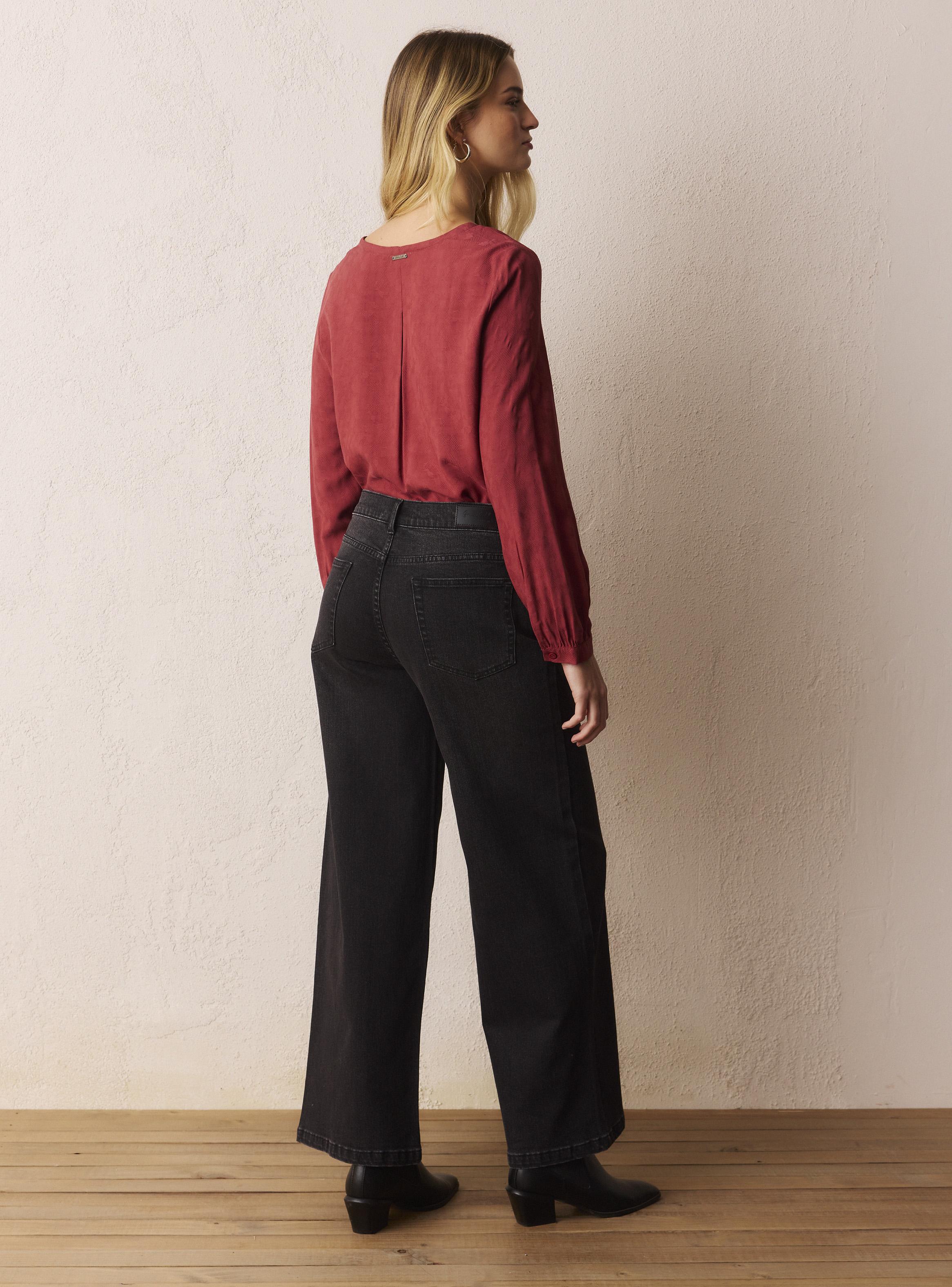 Jeans Wide Leg Denim con Trenza-5