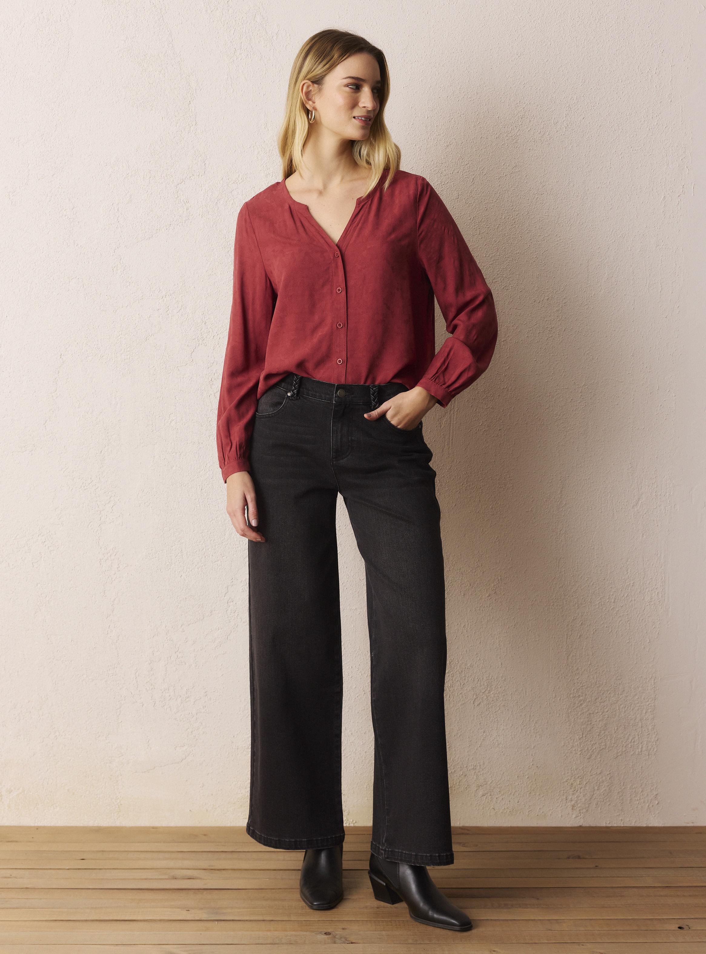 Jeans Wide Leg Denim con Trenza-4