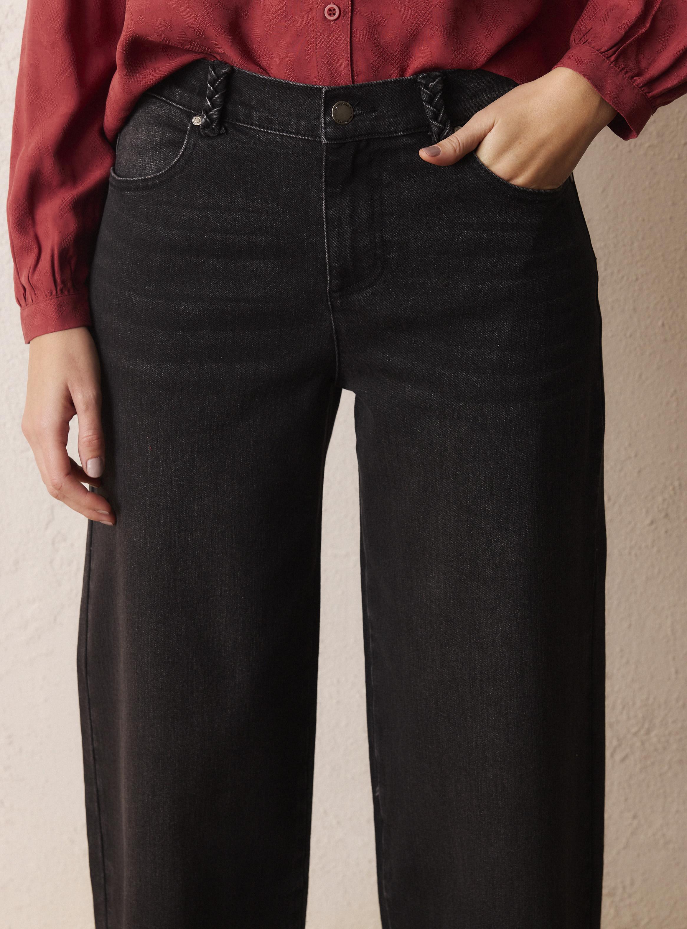 Jeans Wide Leg Denim con Trenza-2