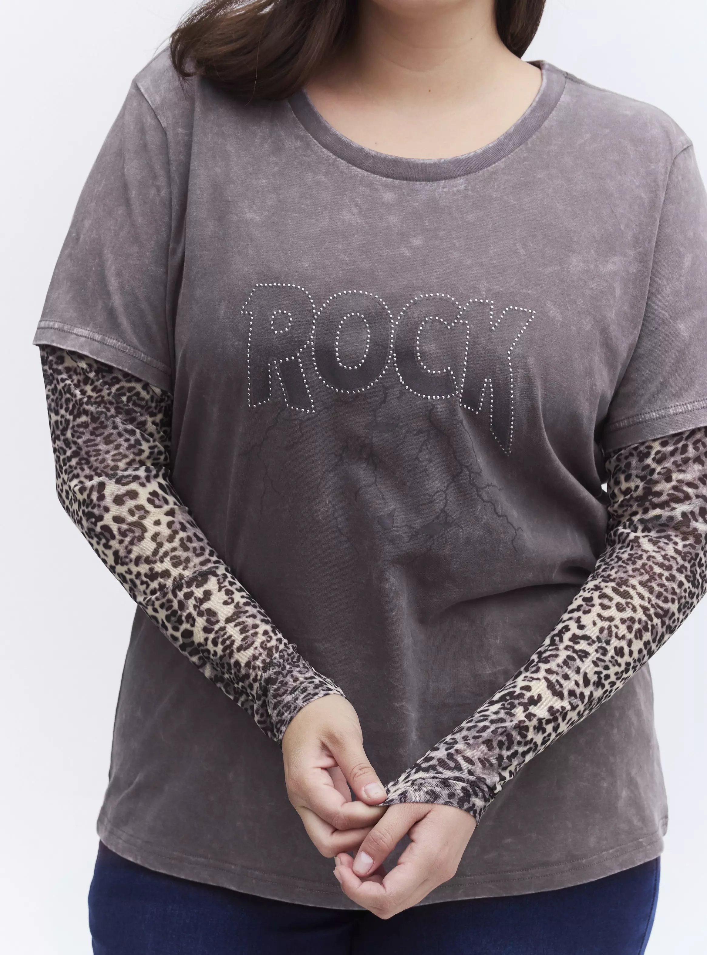 Polera Efecto Doble Manga Malla-3