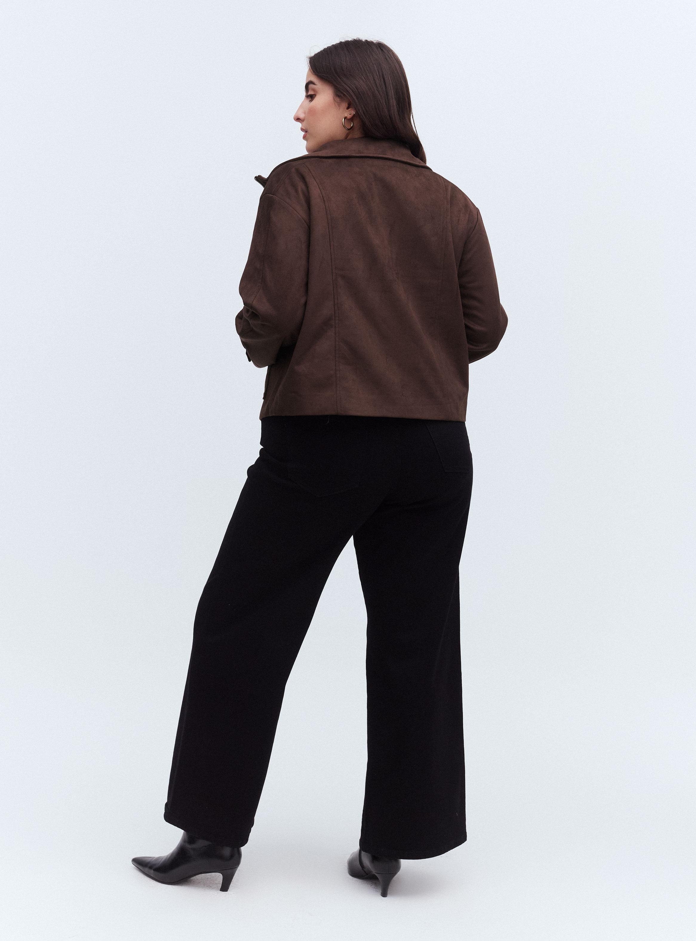 Chaqueta Efecto Piel Cuello Funnel-5