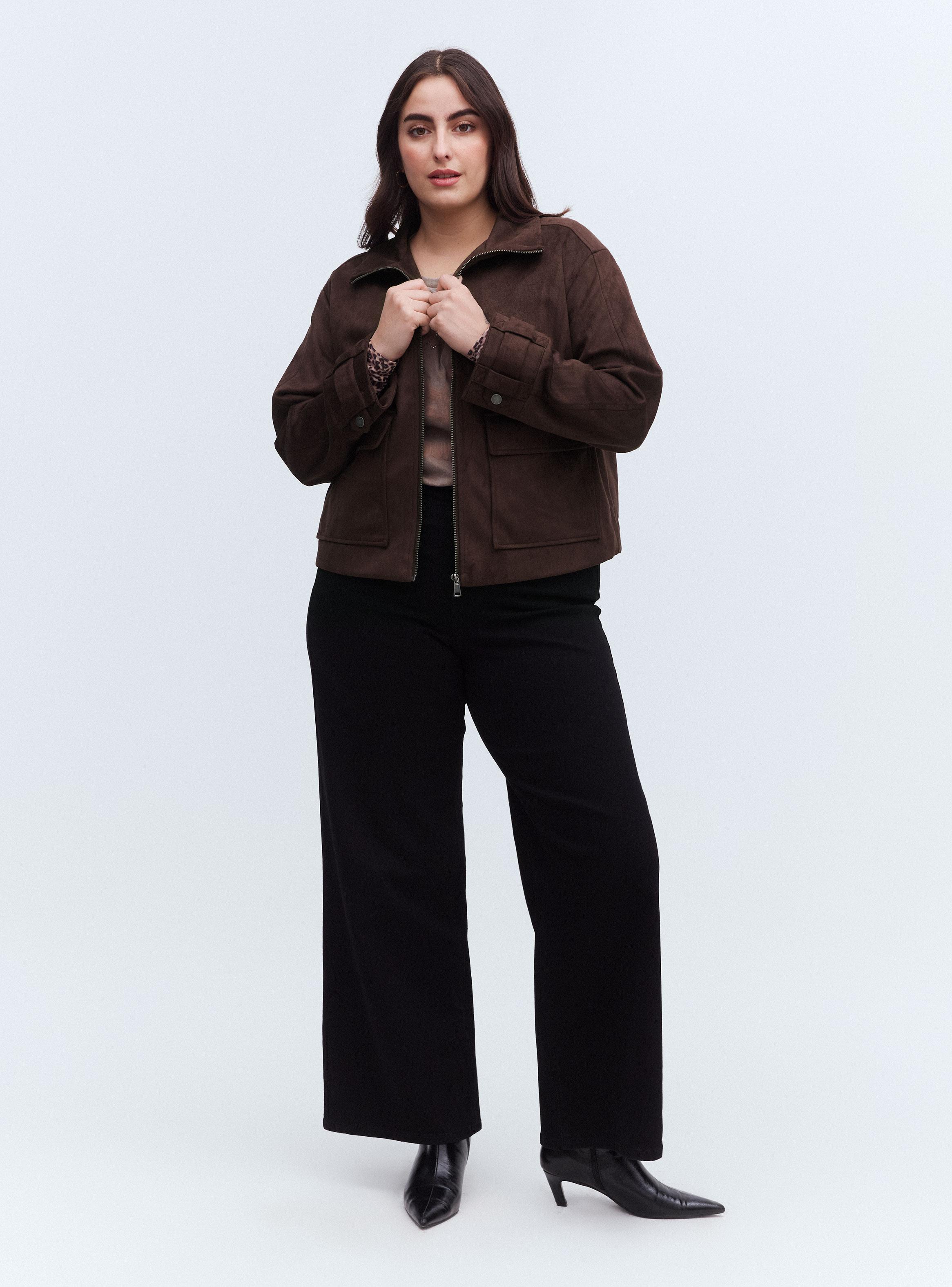 Chaqueta Efecto Piel Cuello Funnel-4