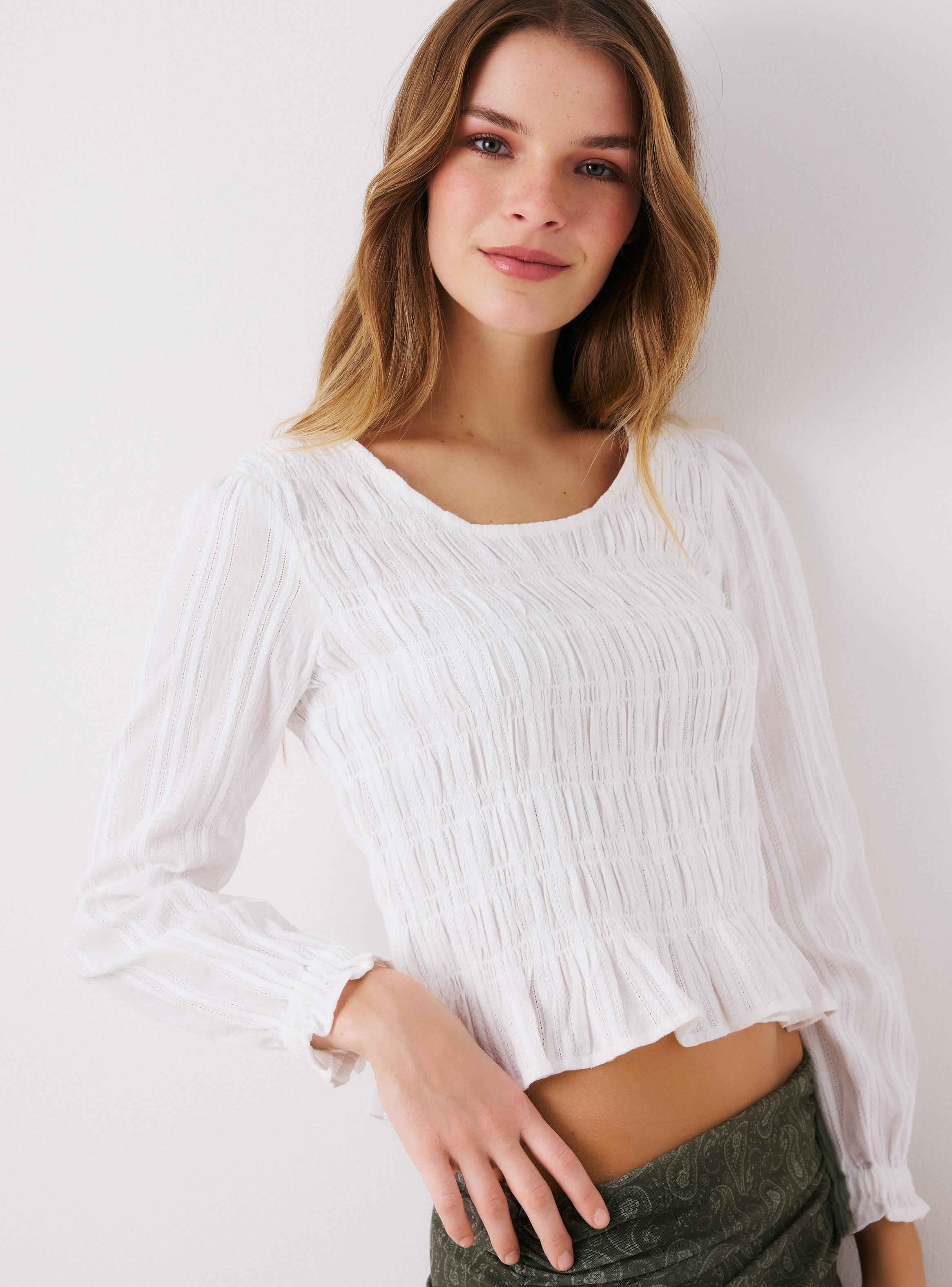 Blusa Cuello Redondo Fruncida con Elástico-2