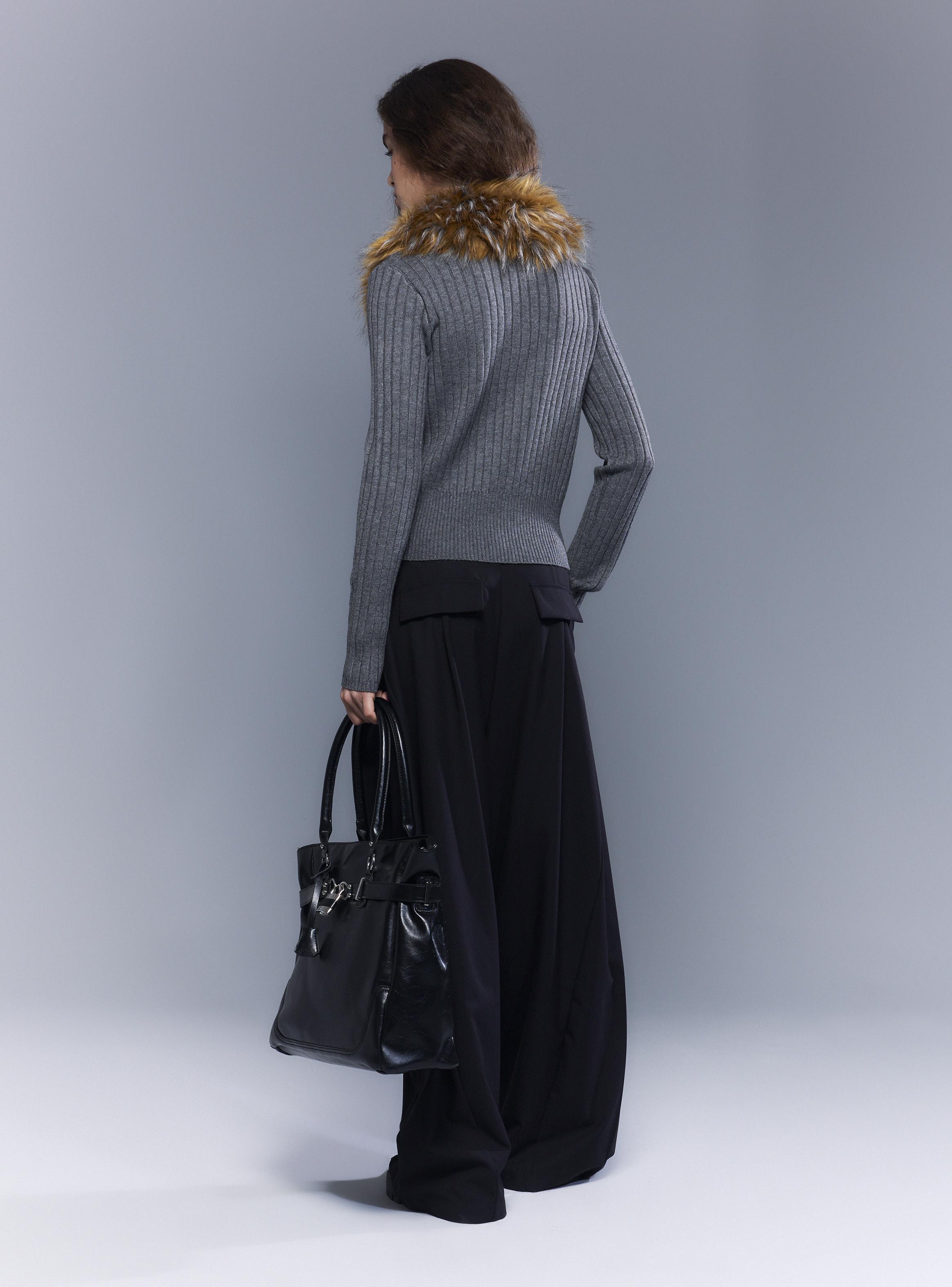 Pantalón Palazzo Tiro Medio Wide Leg con Pinzas y Bolsillos-5
