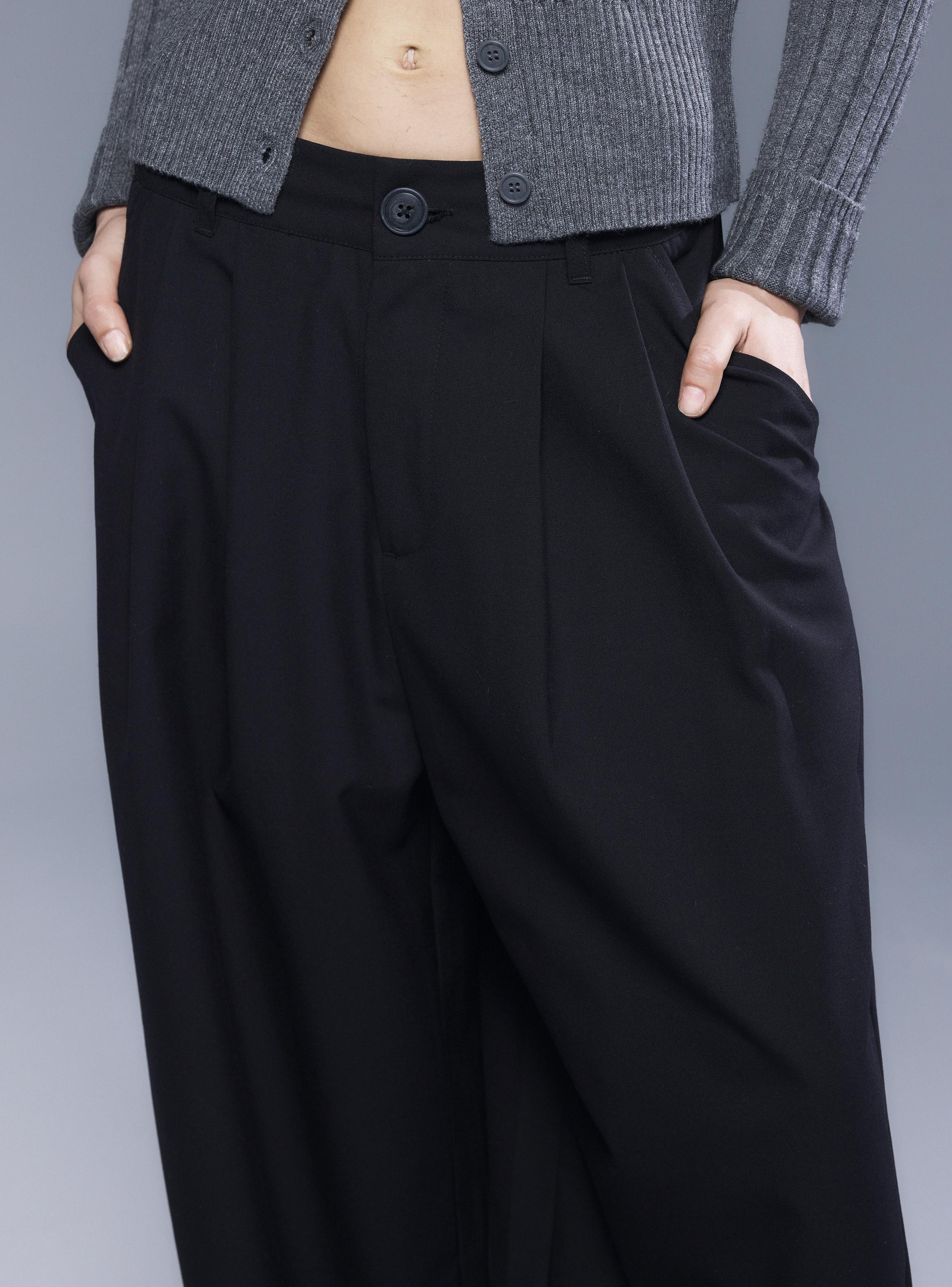 Pantalón Palazzo Tiro Medio Wide Leg con Pinzas y Bolsillos-2