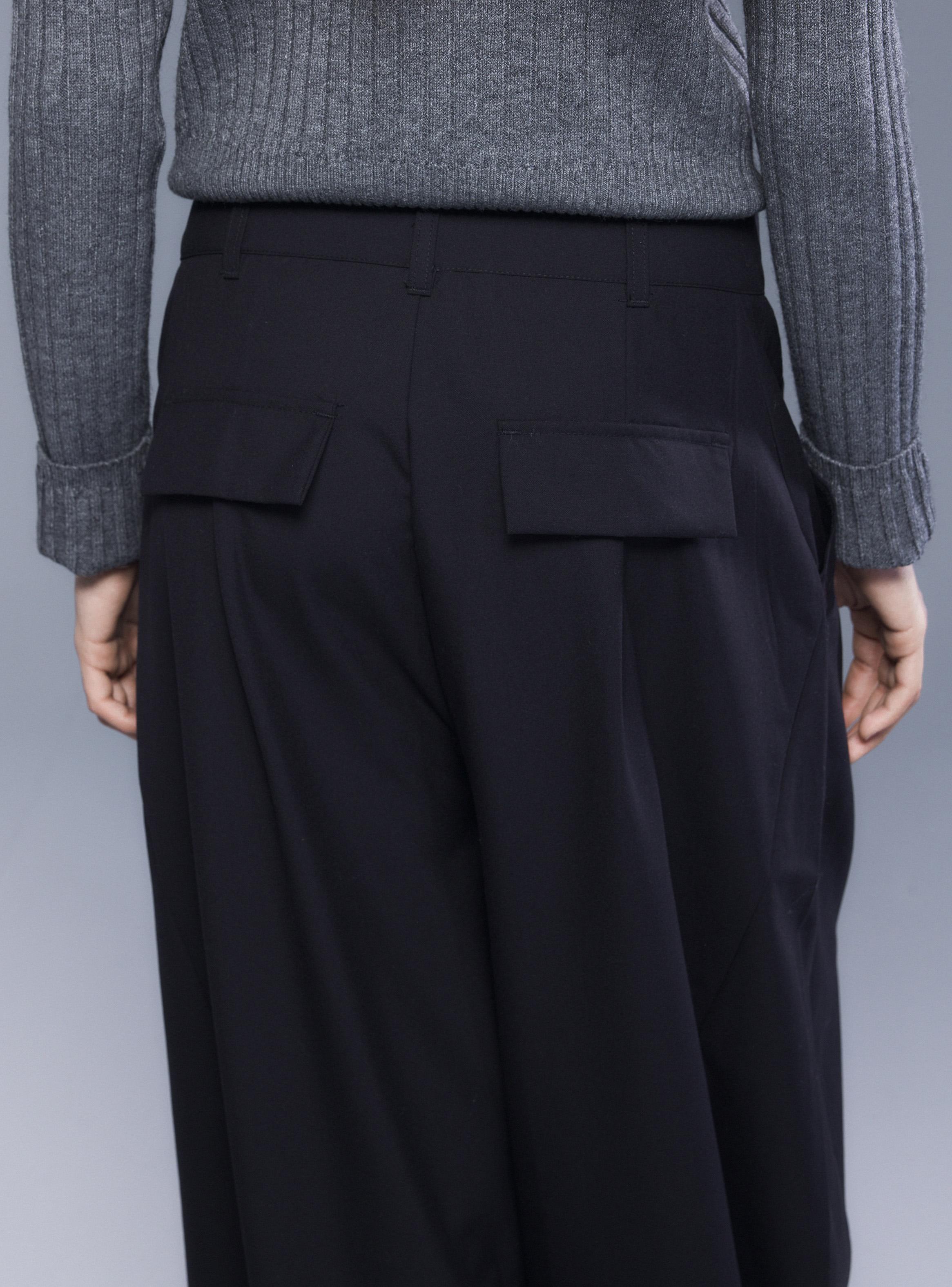 Pantalón Palazzo Tiro Medio Wide Leg con Pinzas y Bolsillos-3