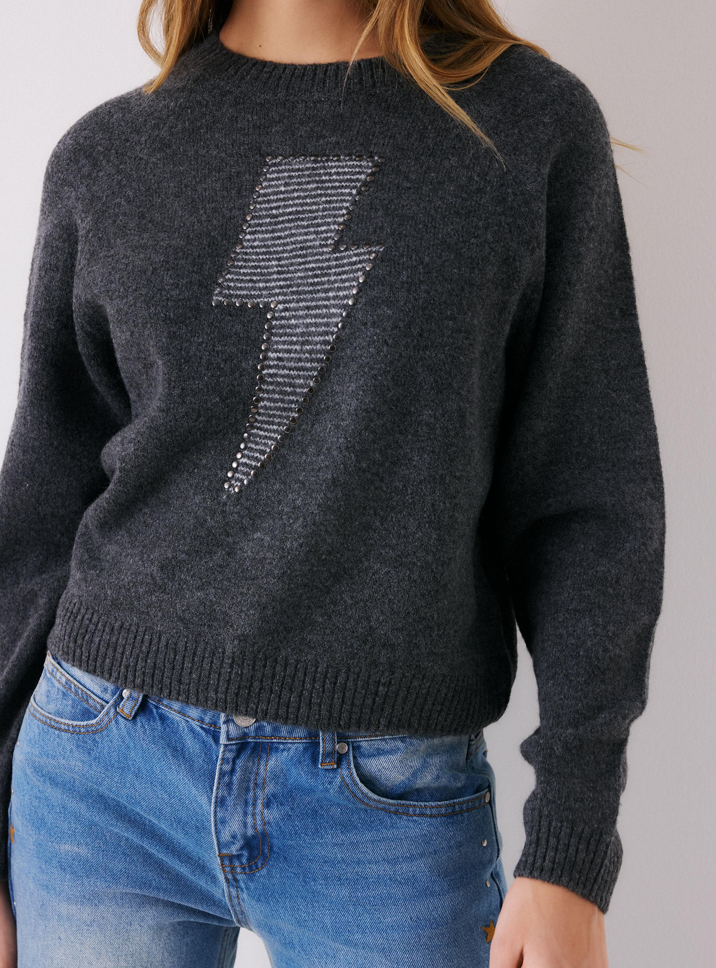 Sweater Estampado Detalle Gráfico Tejido-3