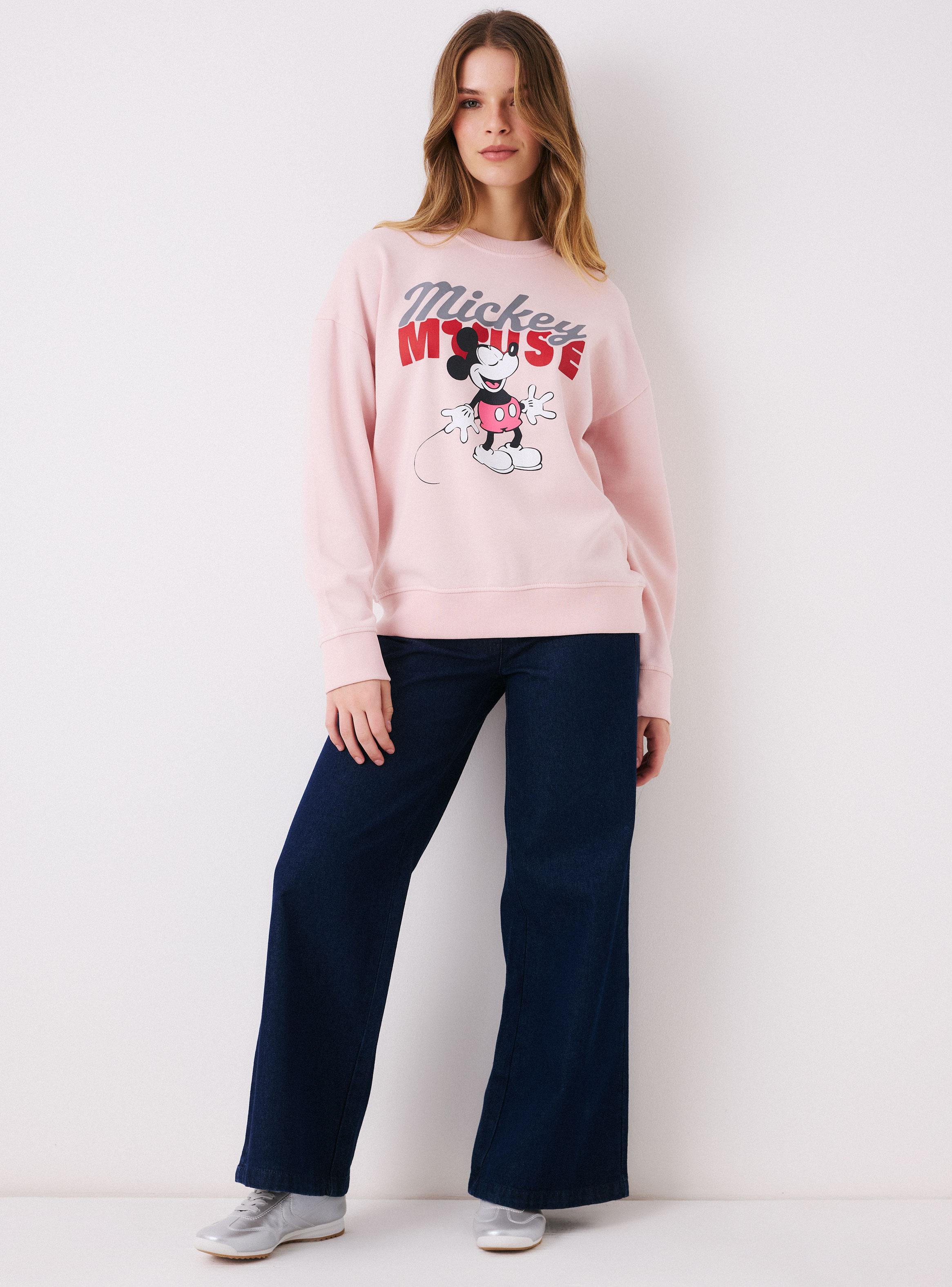 Polerón Estampado Mickey Mouse Oversize Cuello Redondo-4