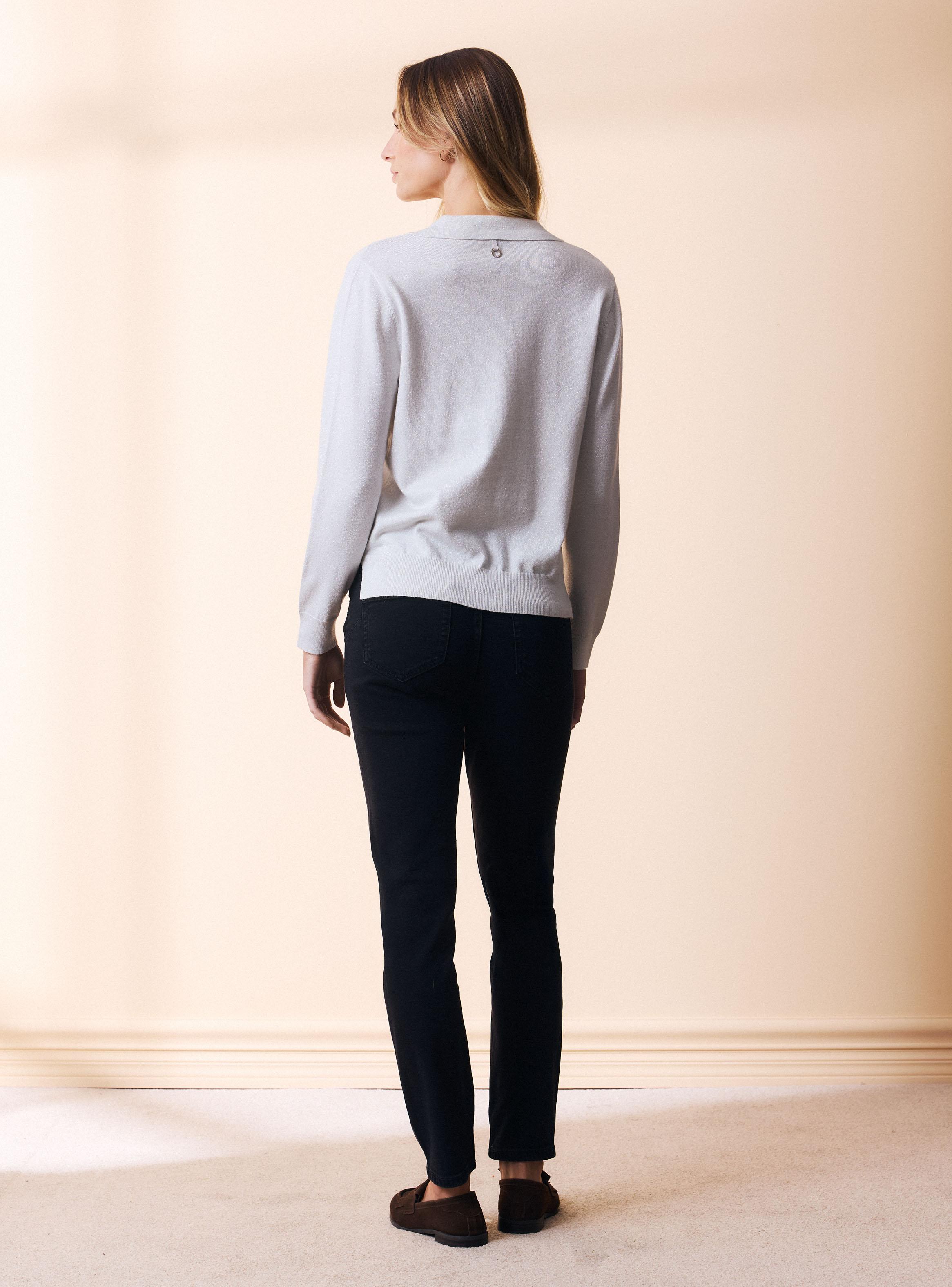 Sweater con Cuello y Tejido Metalizado-5