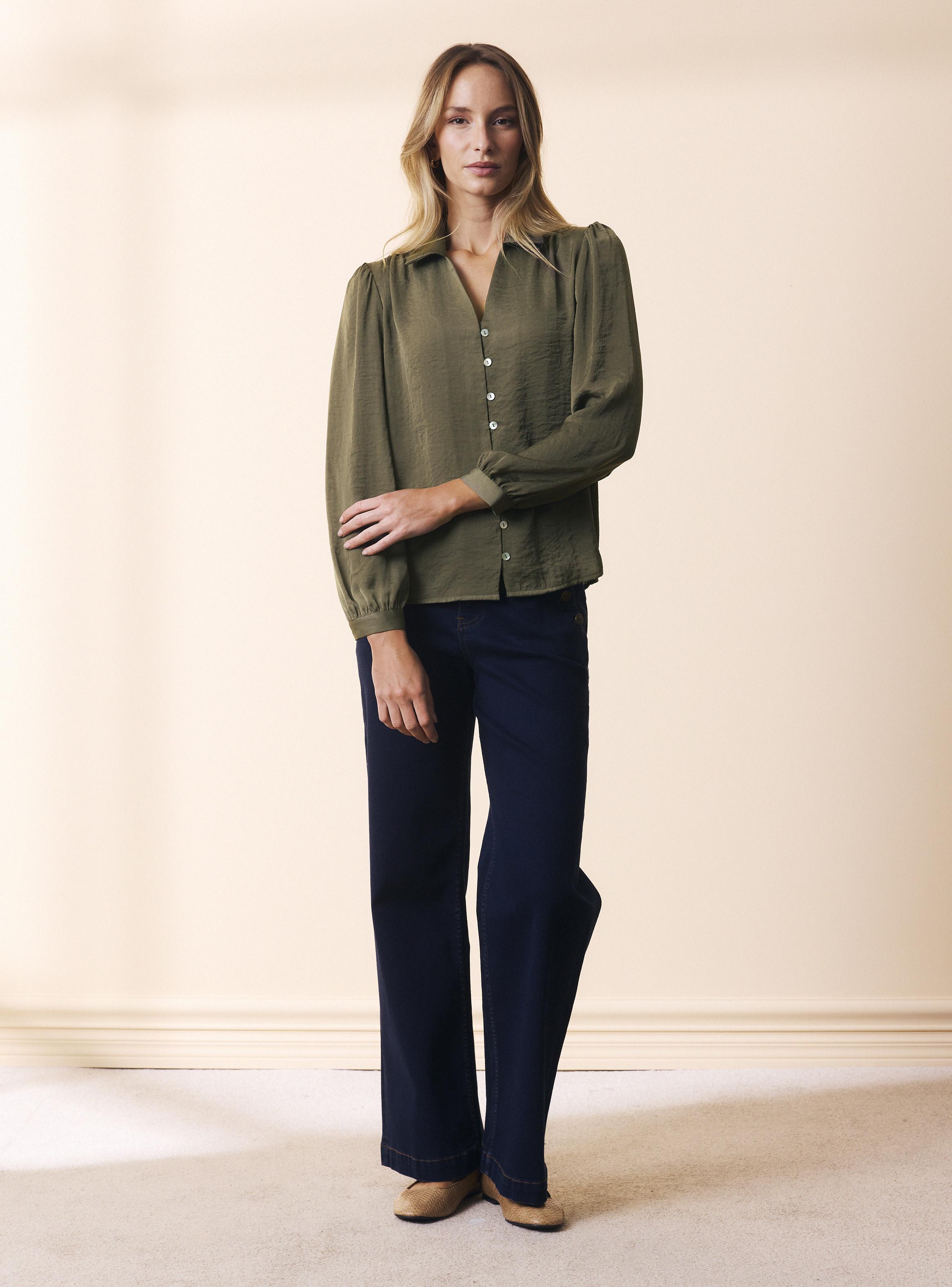 Blusa Cuello Camisero Satinada-4