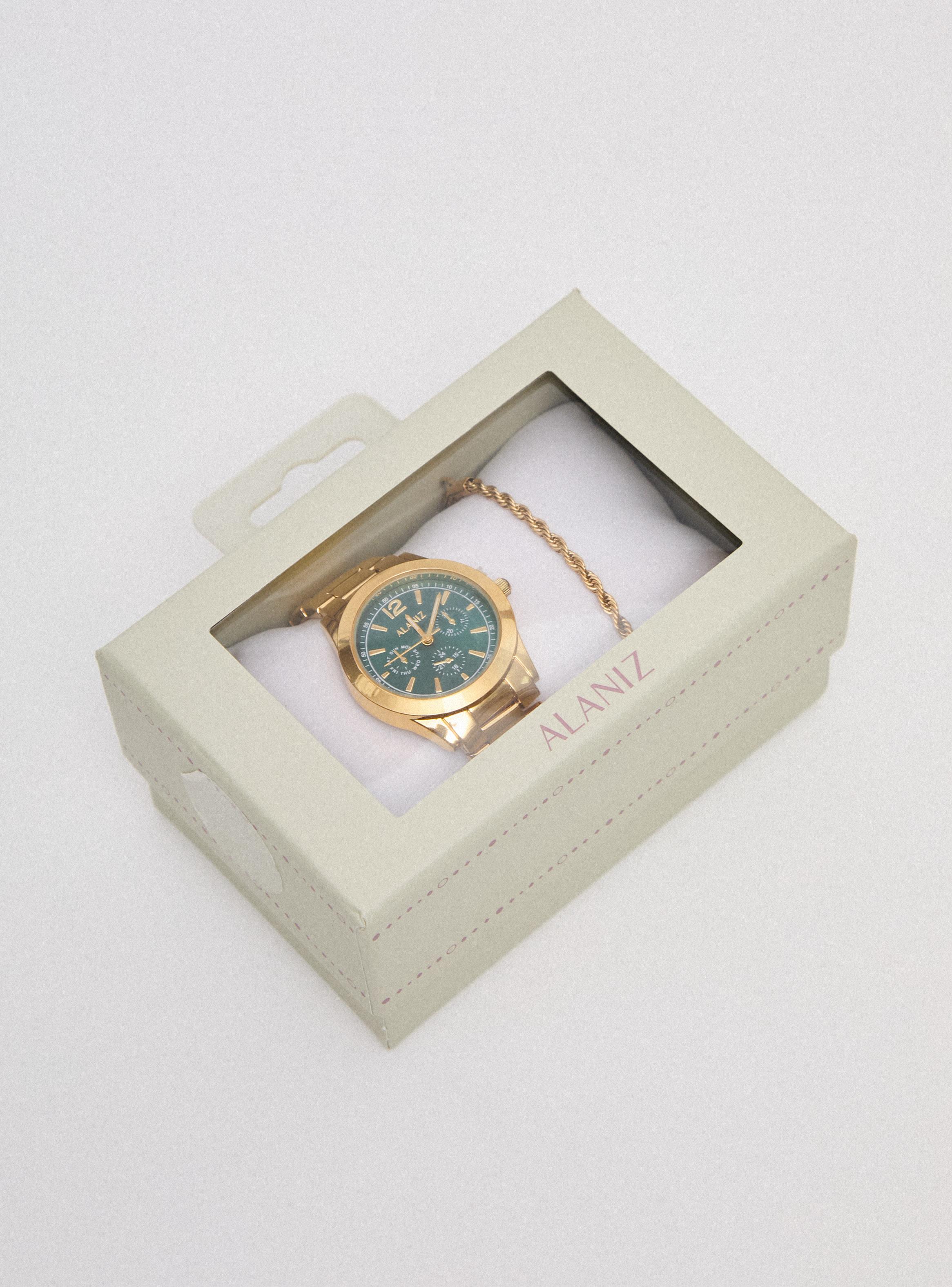 Pack Reloj Análogo + Pulsera Gold Mujer-3