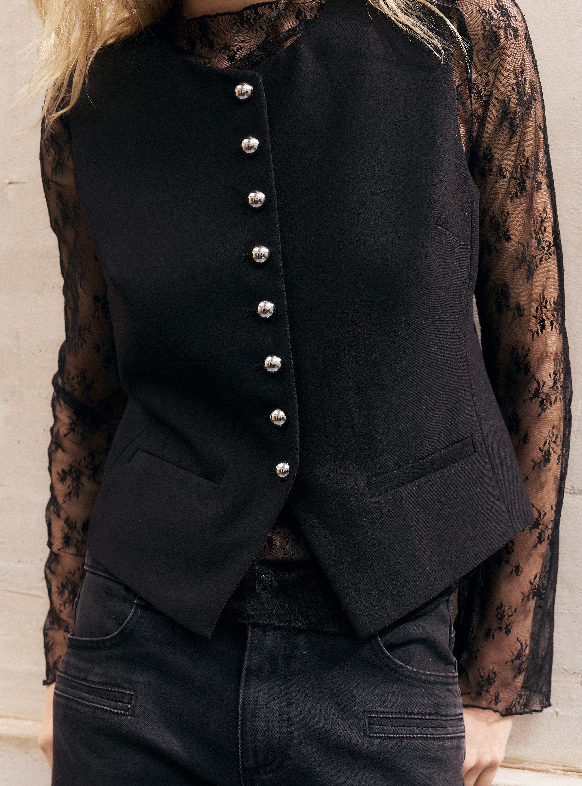 Blazer Tipo Vest Botones Metalizados-3