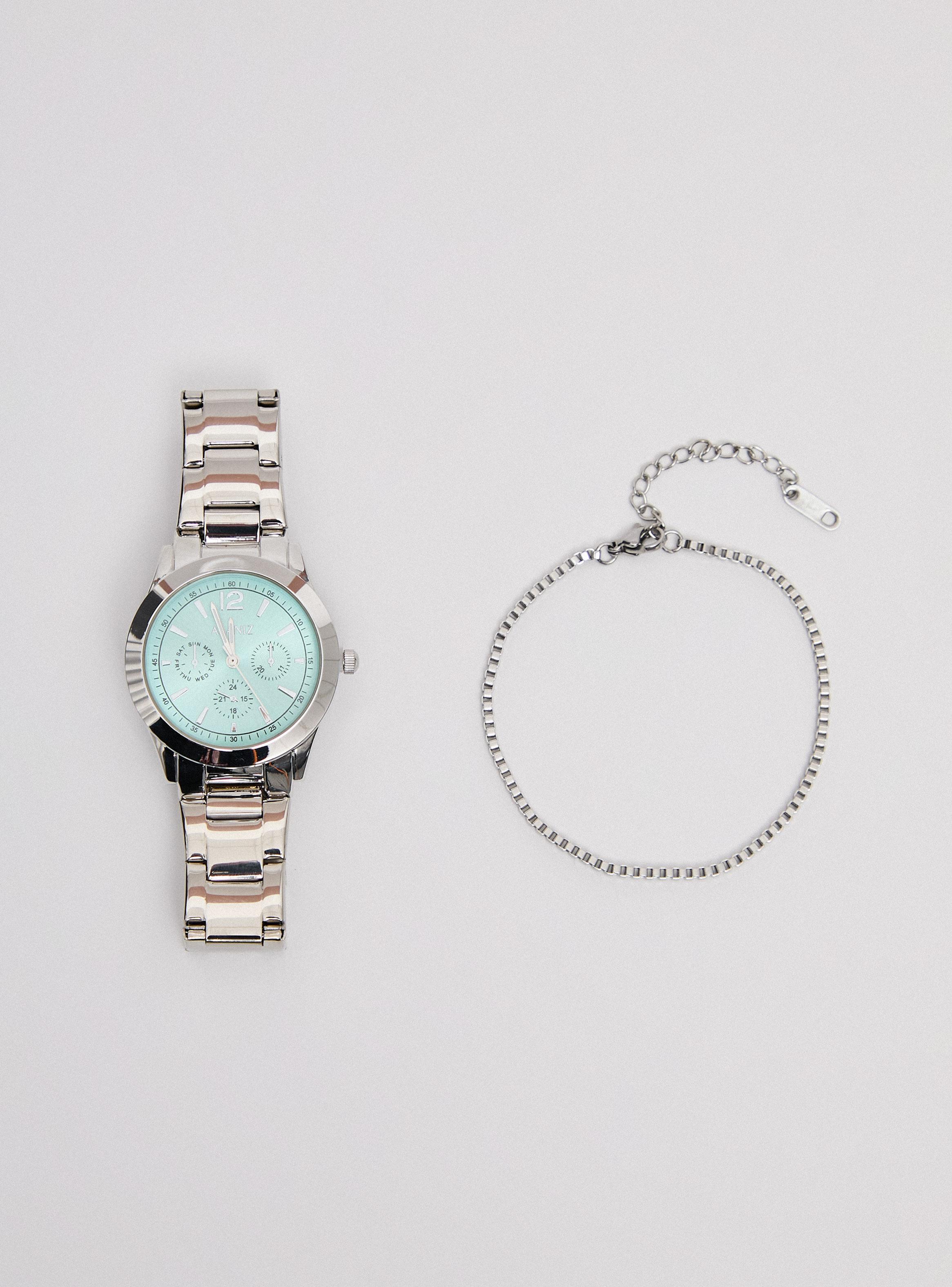 Pack Reloj Análogo + Pulsera Silver Mujer-0