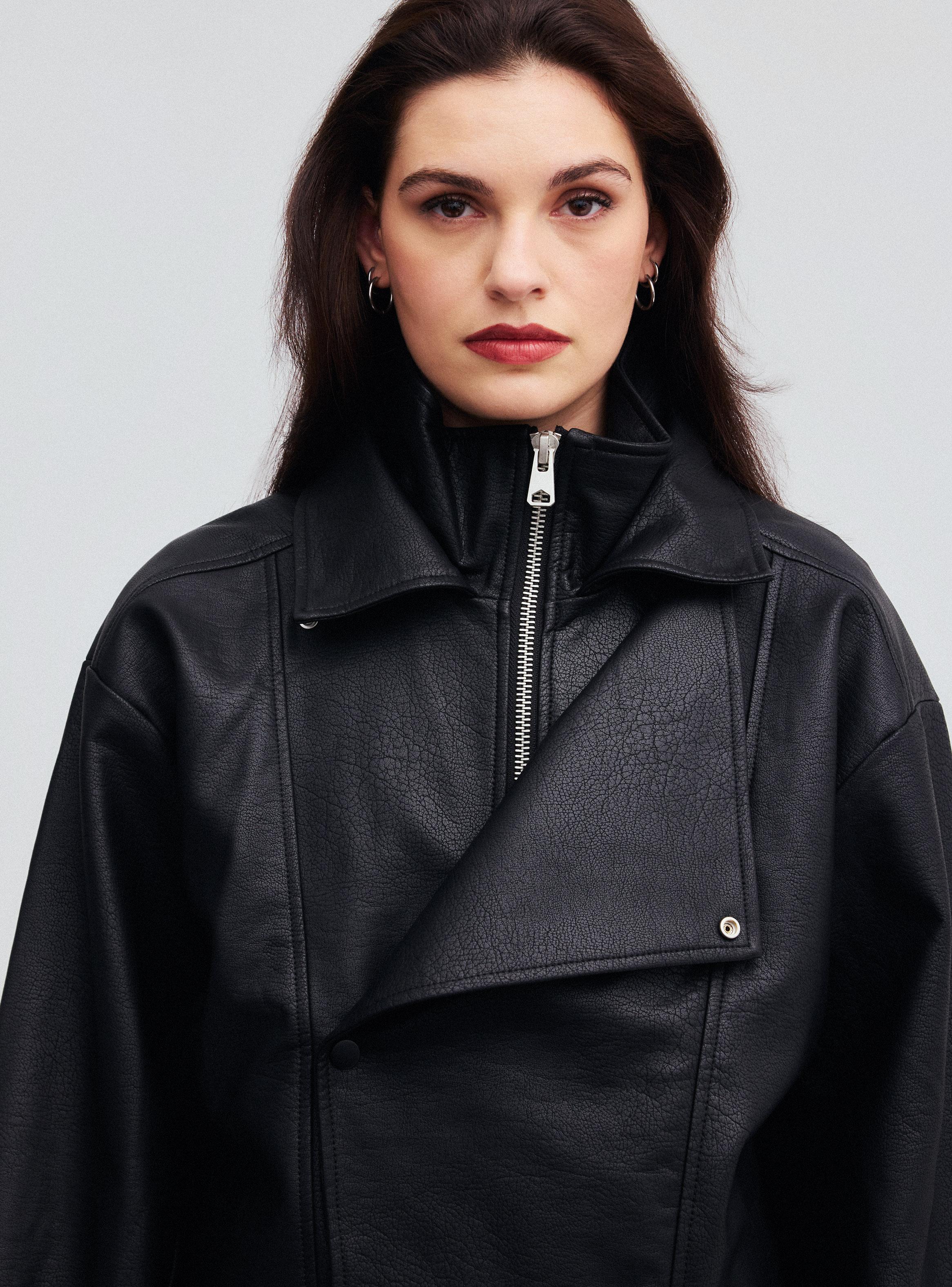Chaqueta Bomber Efecto Piel-2