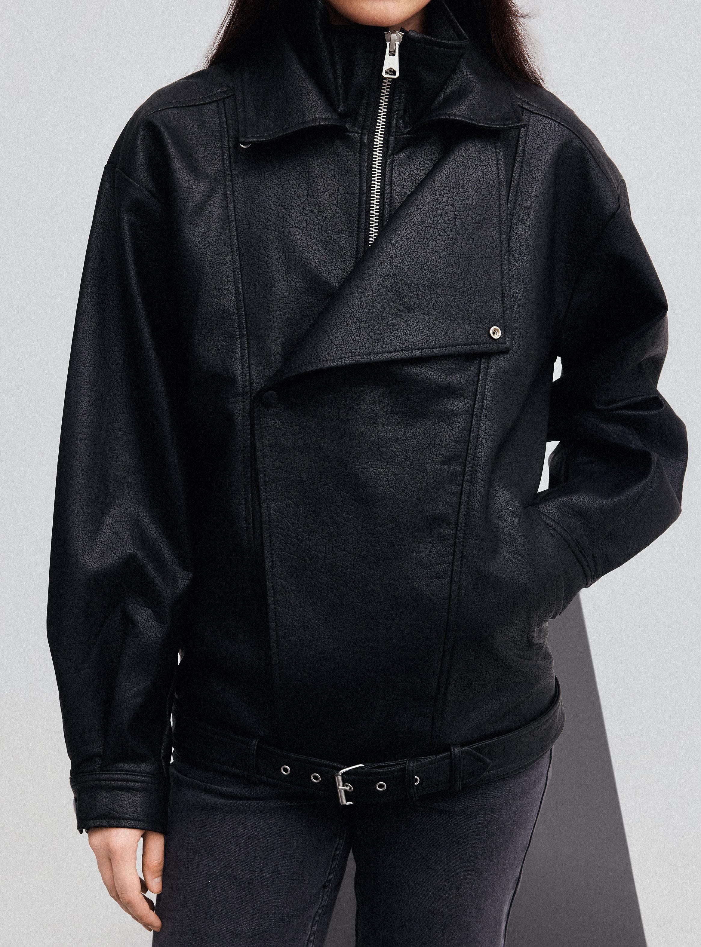 Chaqueta Bomber Efecto Piel-3