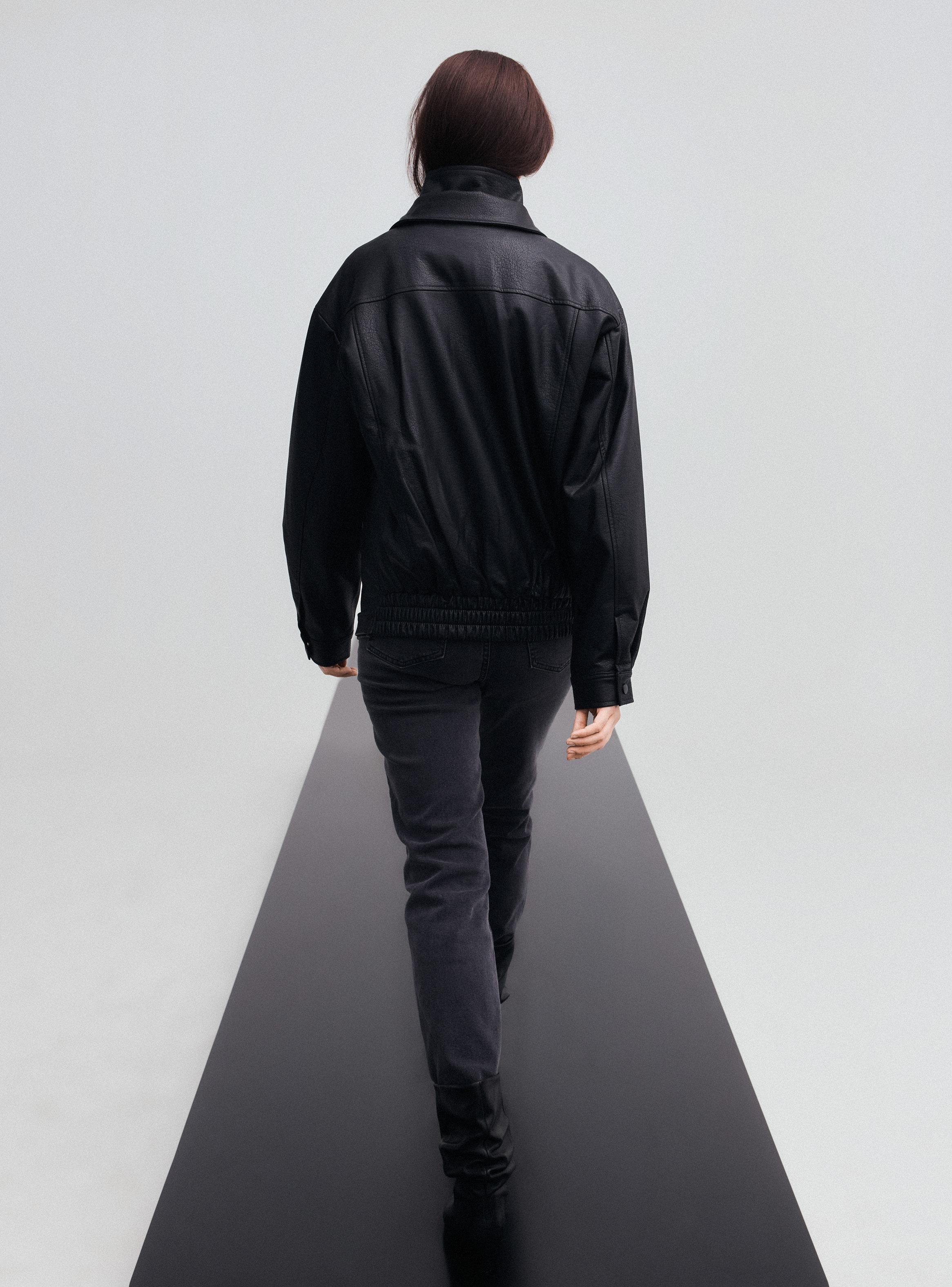 Chaqueta Bomber Efecto Piel-5
