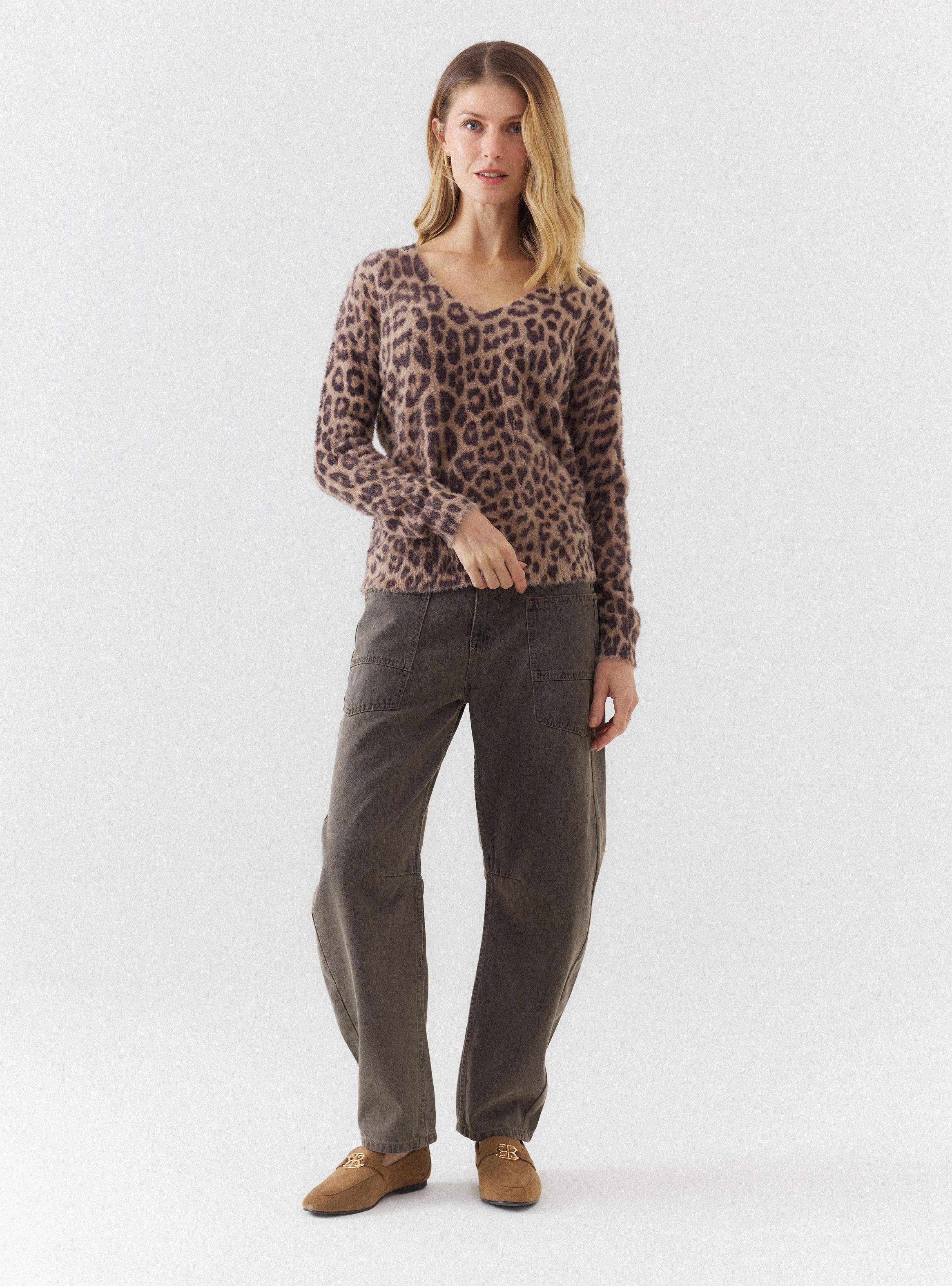 Sweater Escote V Animal Print-4