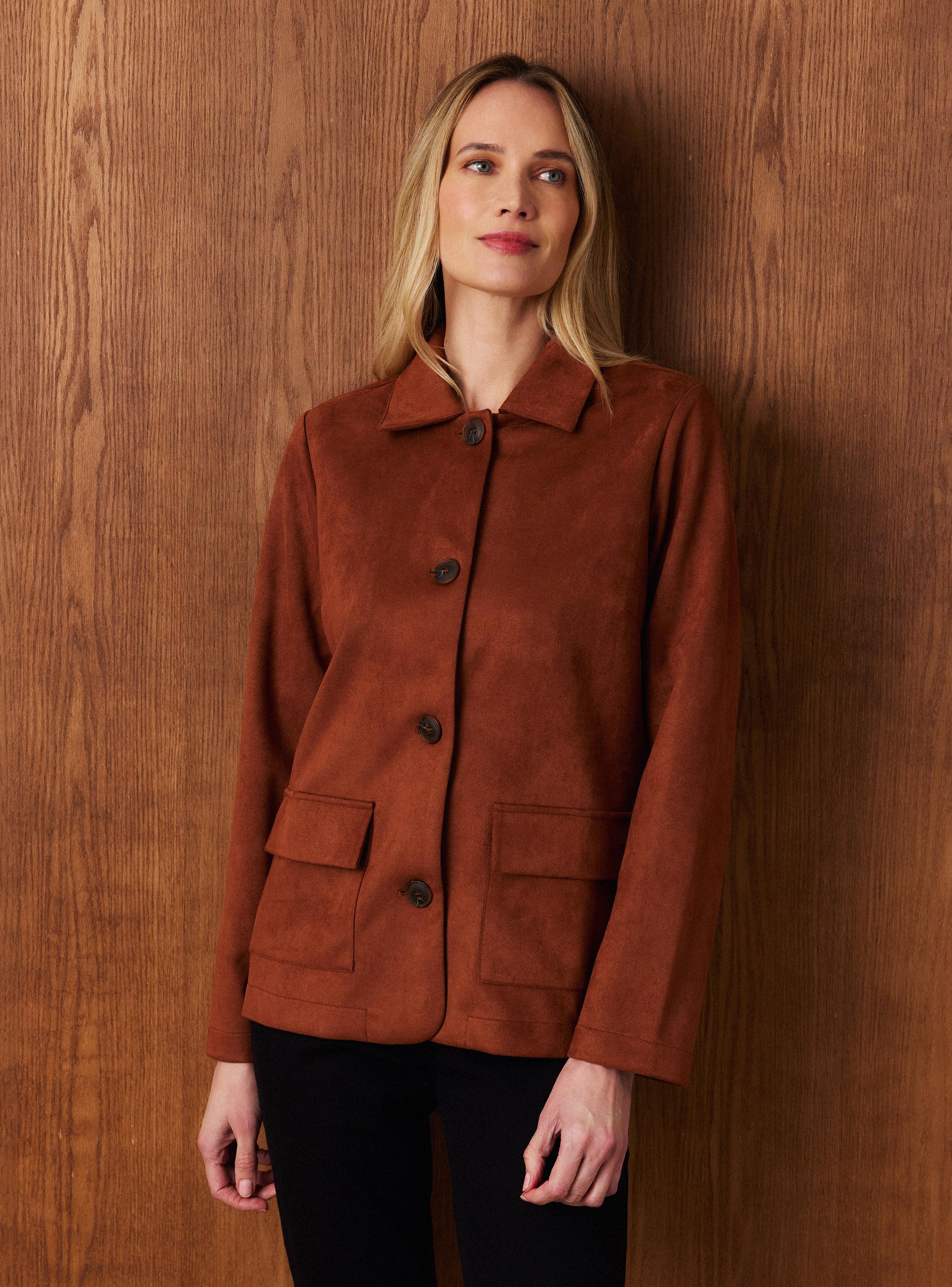 Chaqueta Efecto Piel con Botones-0