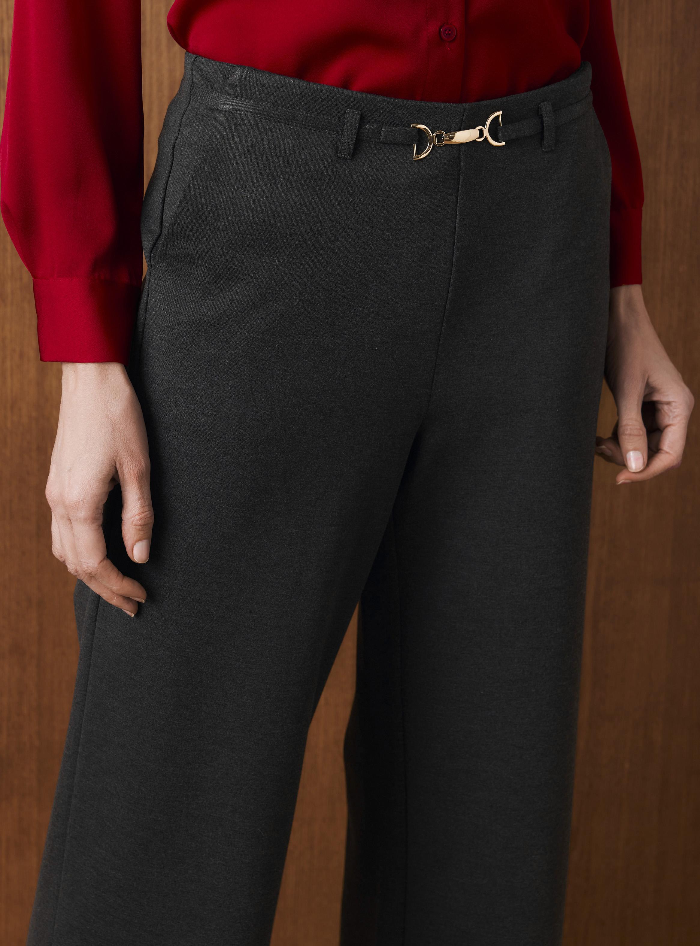 Pantalón Palazzo con Aplicación Metálica en la Cintura-2
