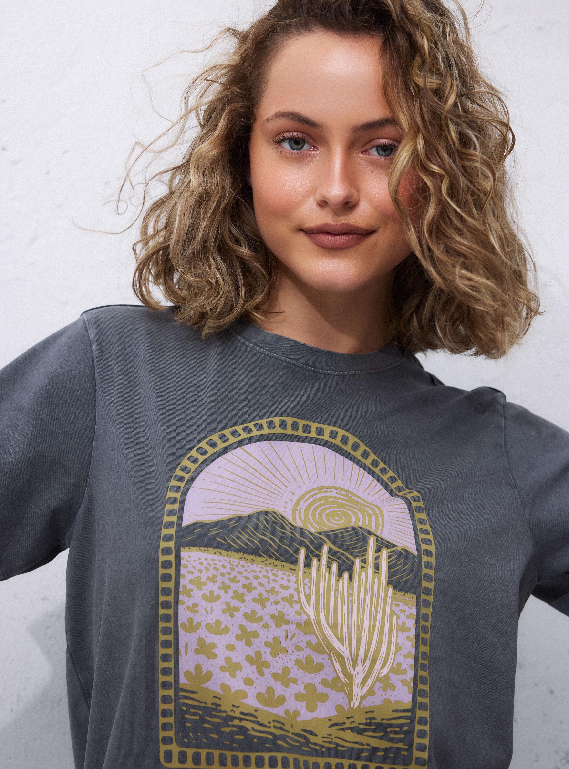 Polera Oversize con Estampado Delantero-2