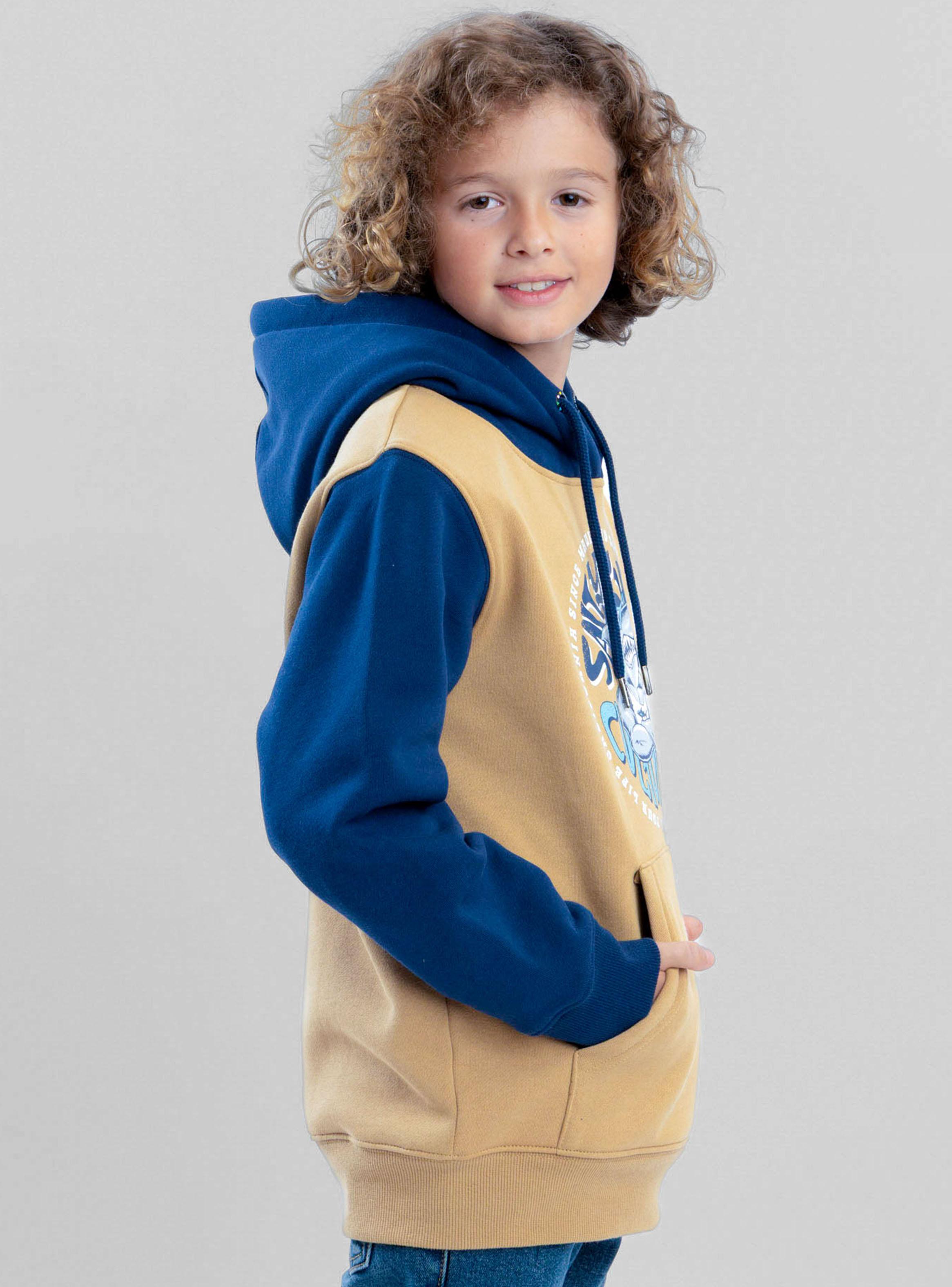 Polerón Canguro Estampado Shark Khaki-2