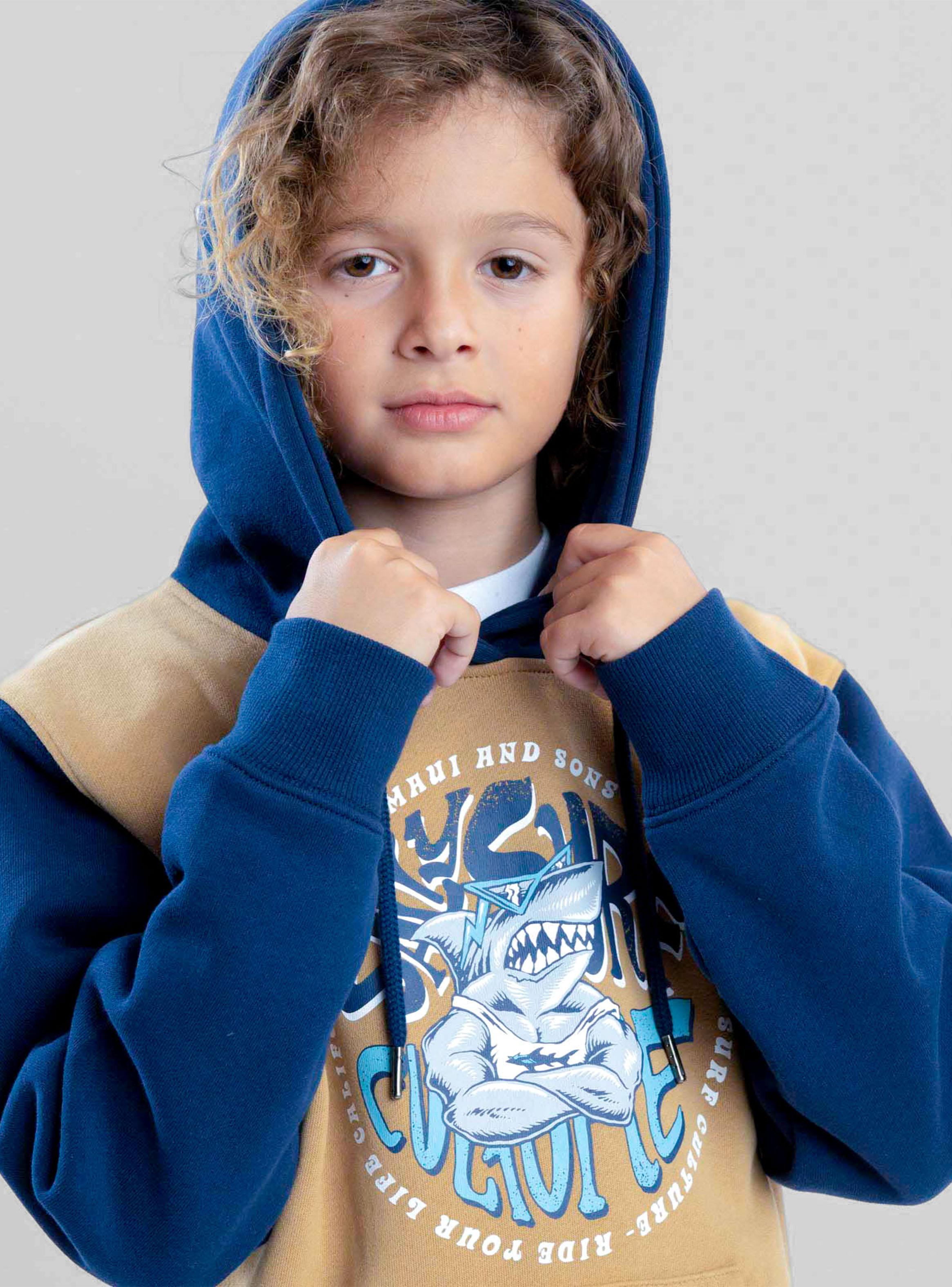 Polerón Canguro Estampado Shark Khaki-4