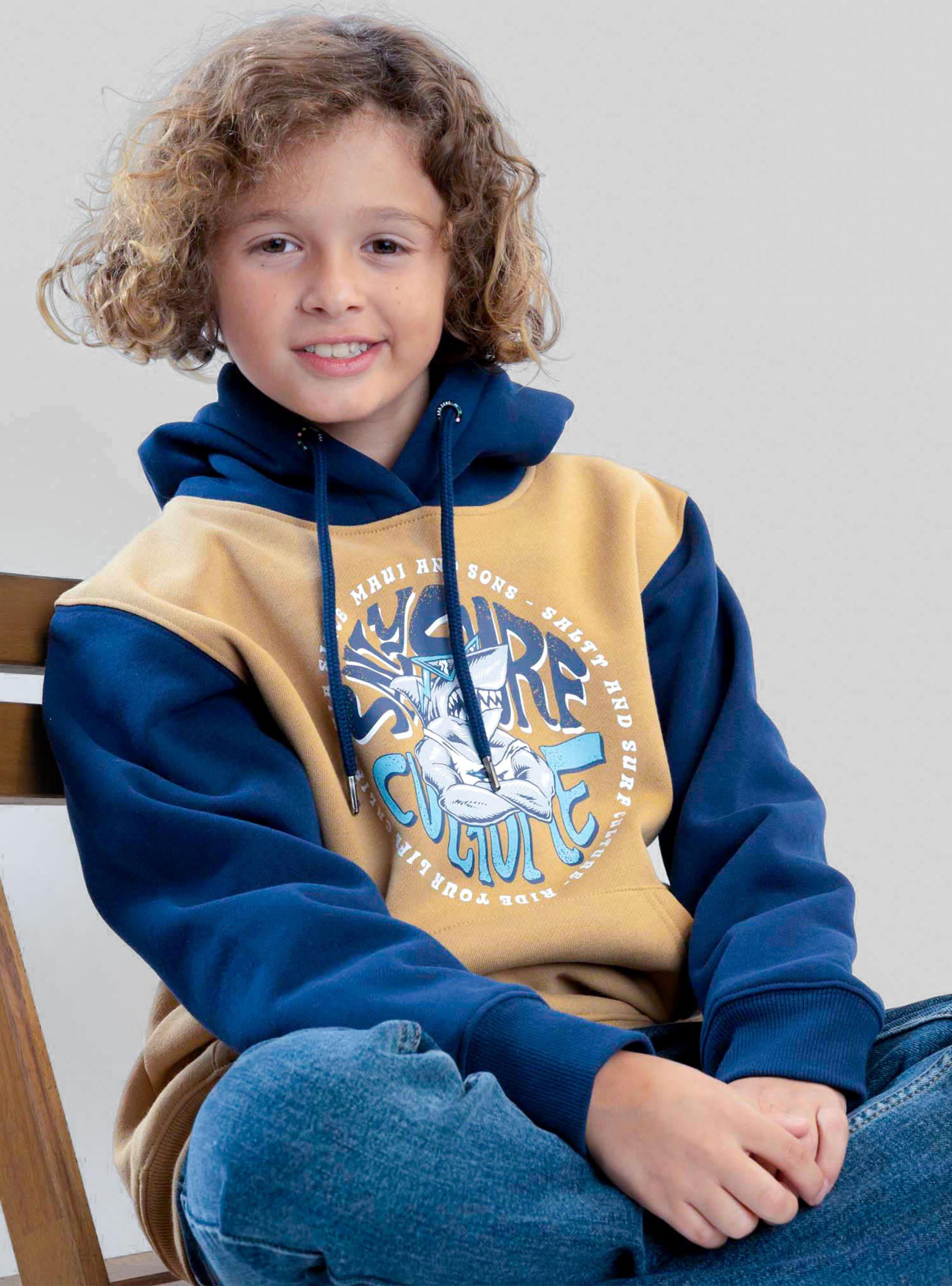 Polerón Canguro Estampado Shark Khaki-3