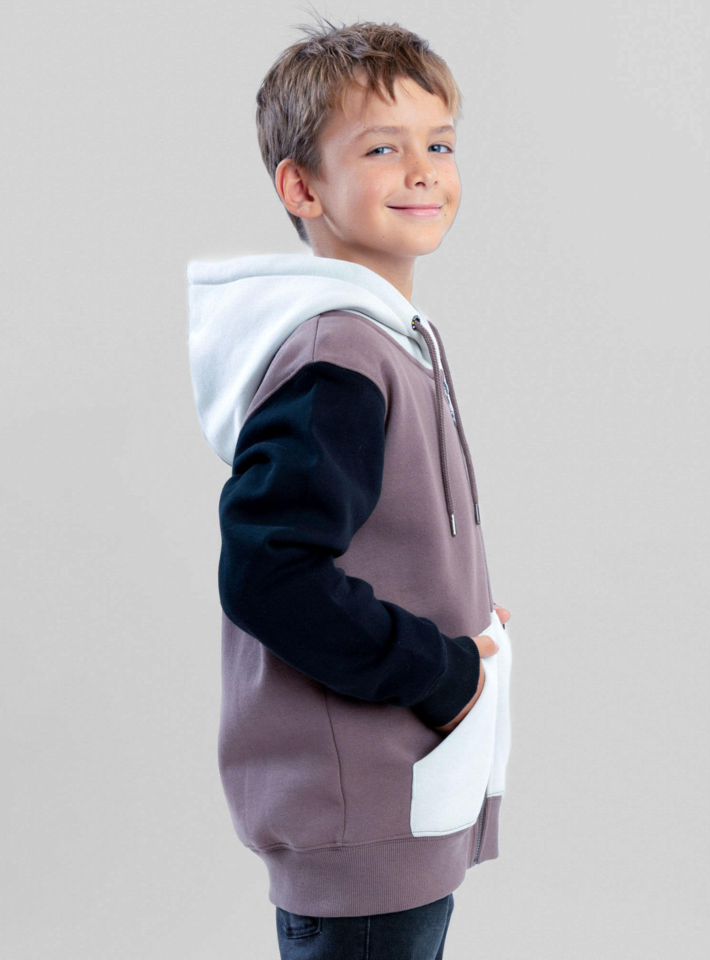 Polerón Fullzipper Color Block Brown-3