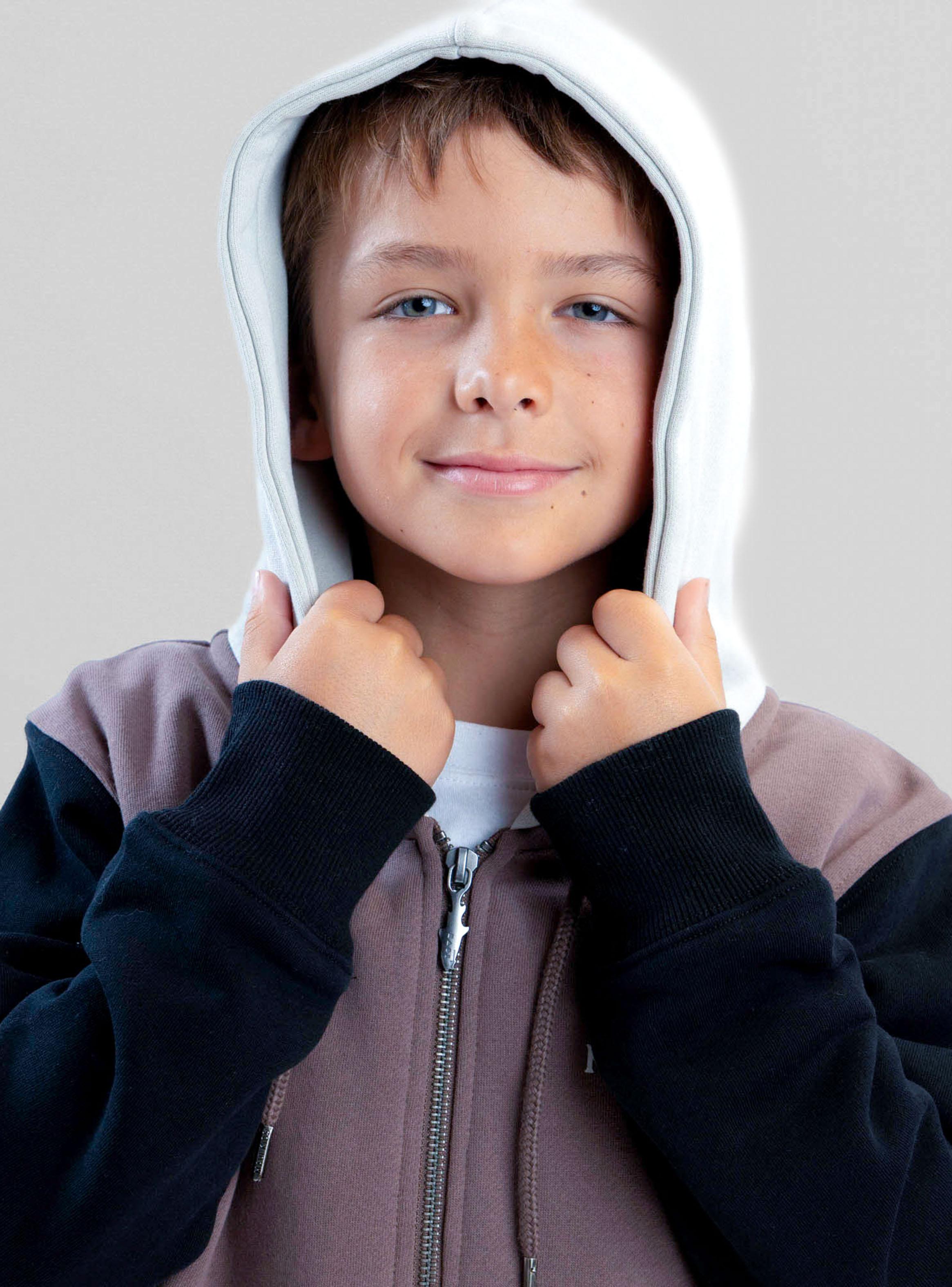 Polerón Fullzipper Color Block Brown-4