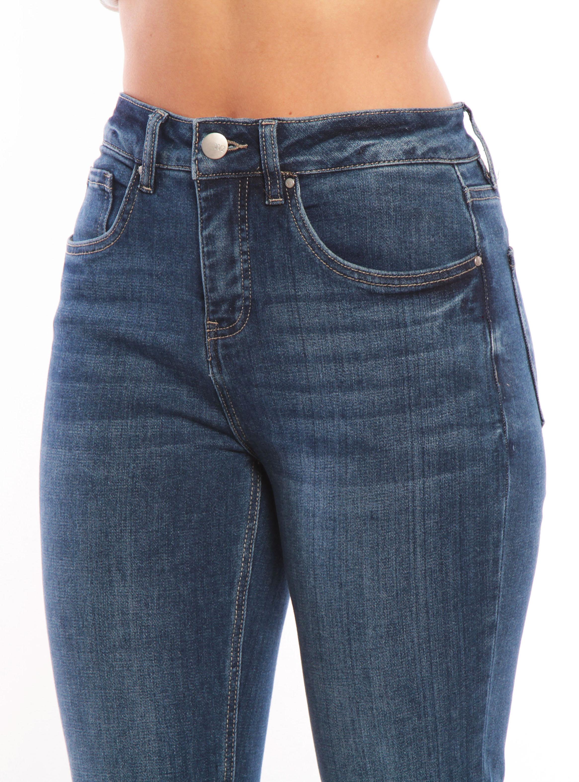 Jeans Recto Tiro Alto Pretina de 1 Botón-2