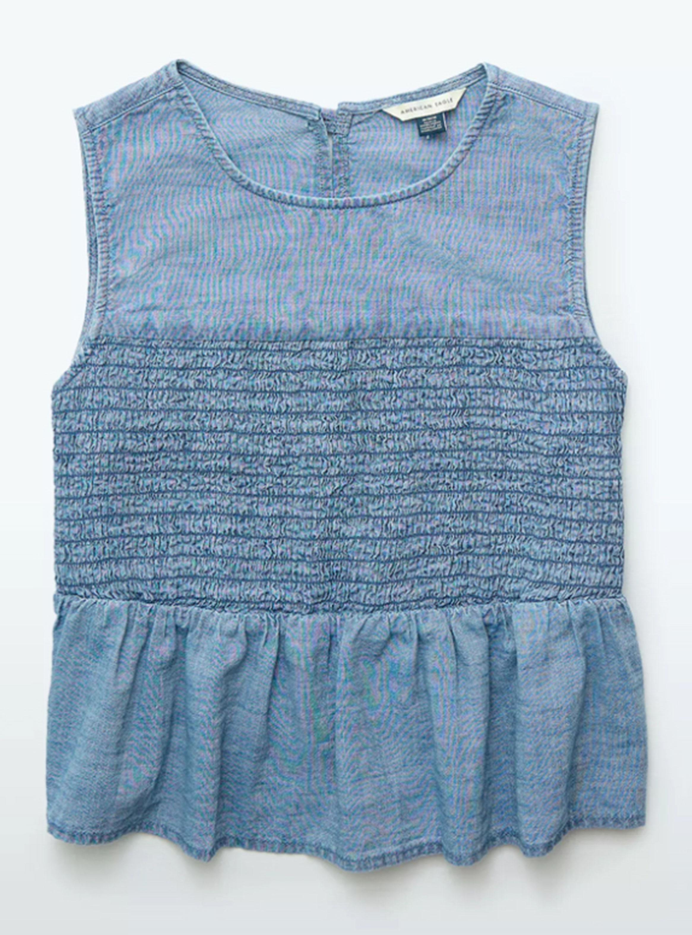 Top Ae sin Mangas Cropped Denim-3