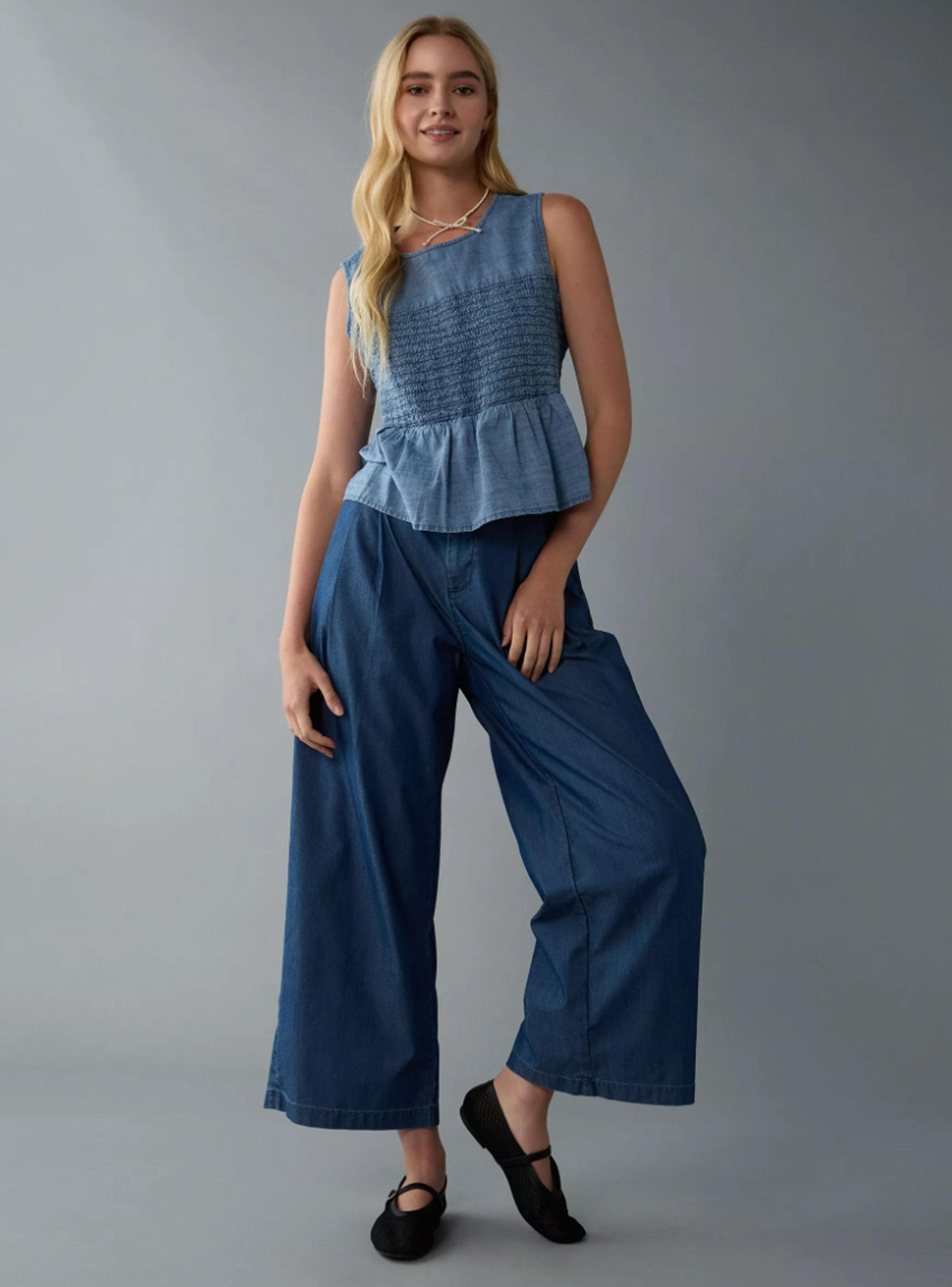 Top Ae sin Mangas Cropped Denim-2