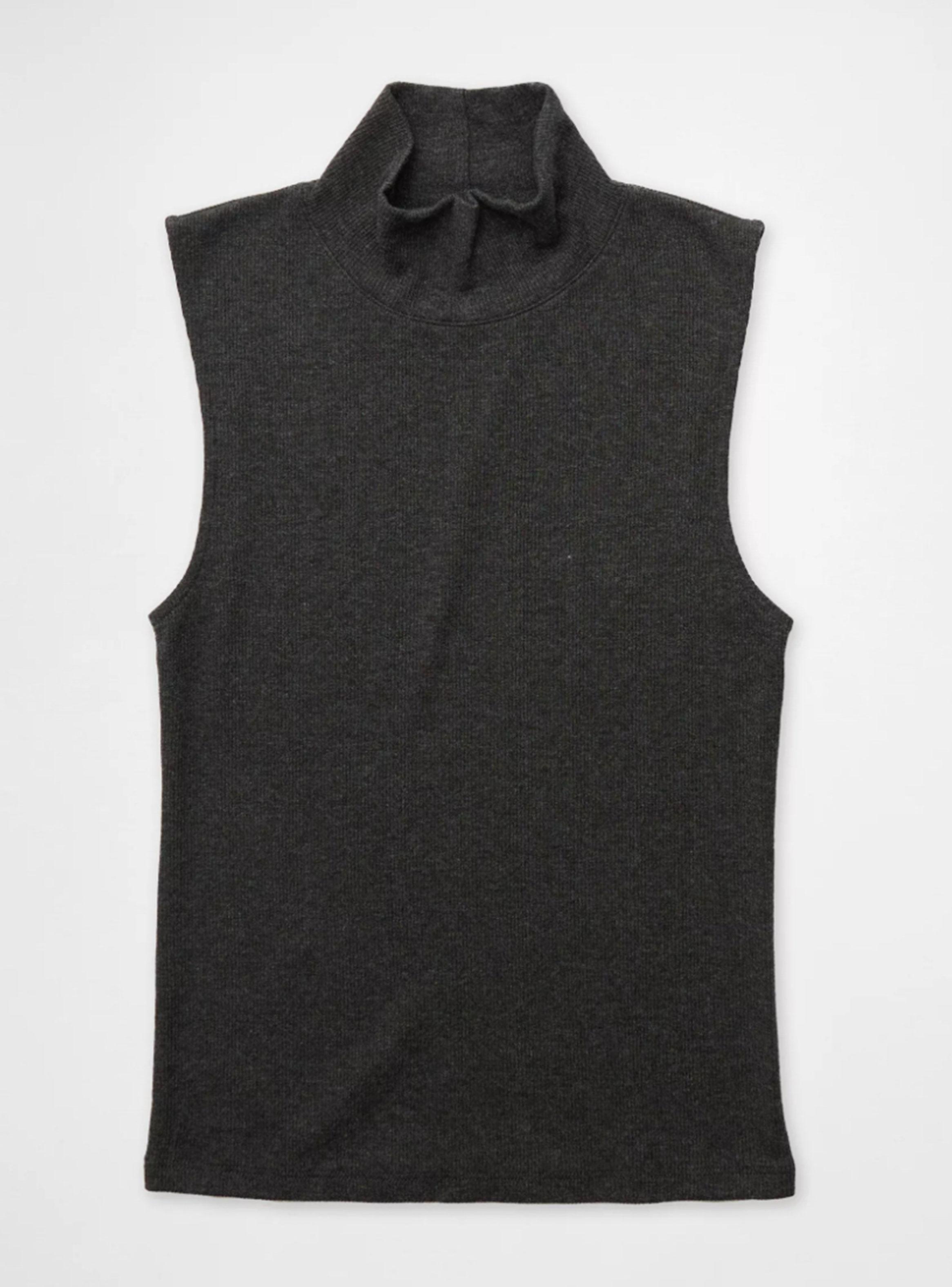 Top Ae sin Mangas de Felpa con Cuello Alto-2