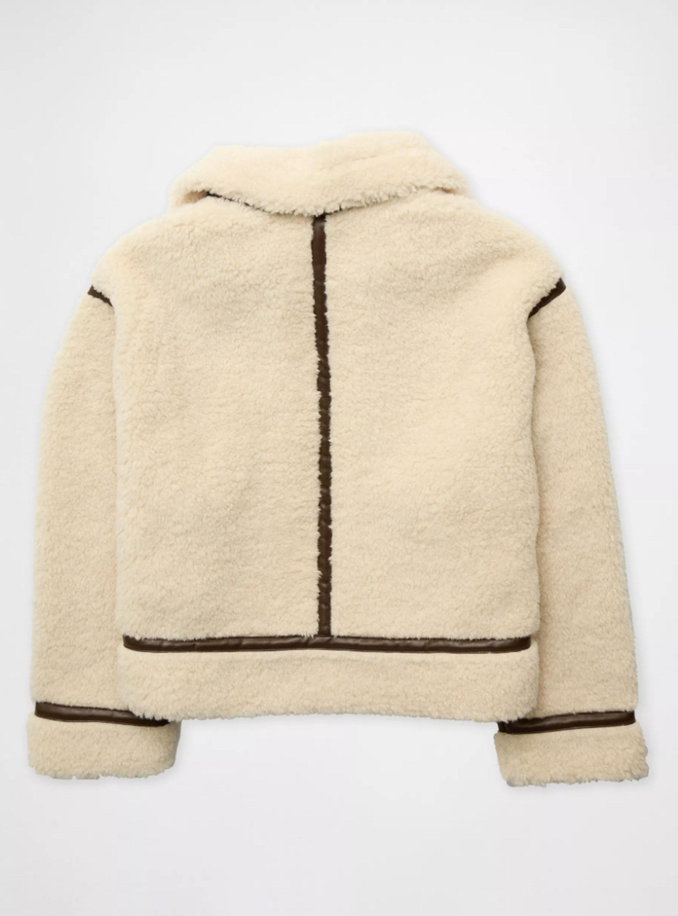 Chaqueta Ae Cropped de Aviador de Cordero-3