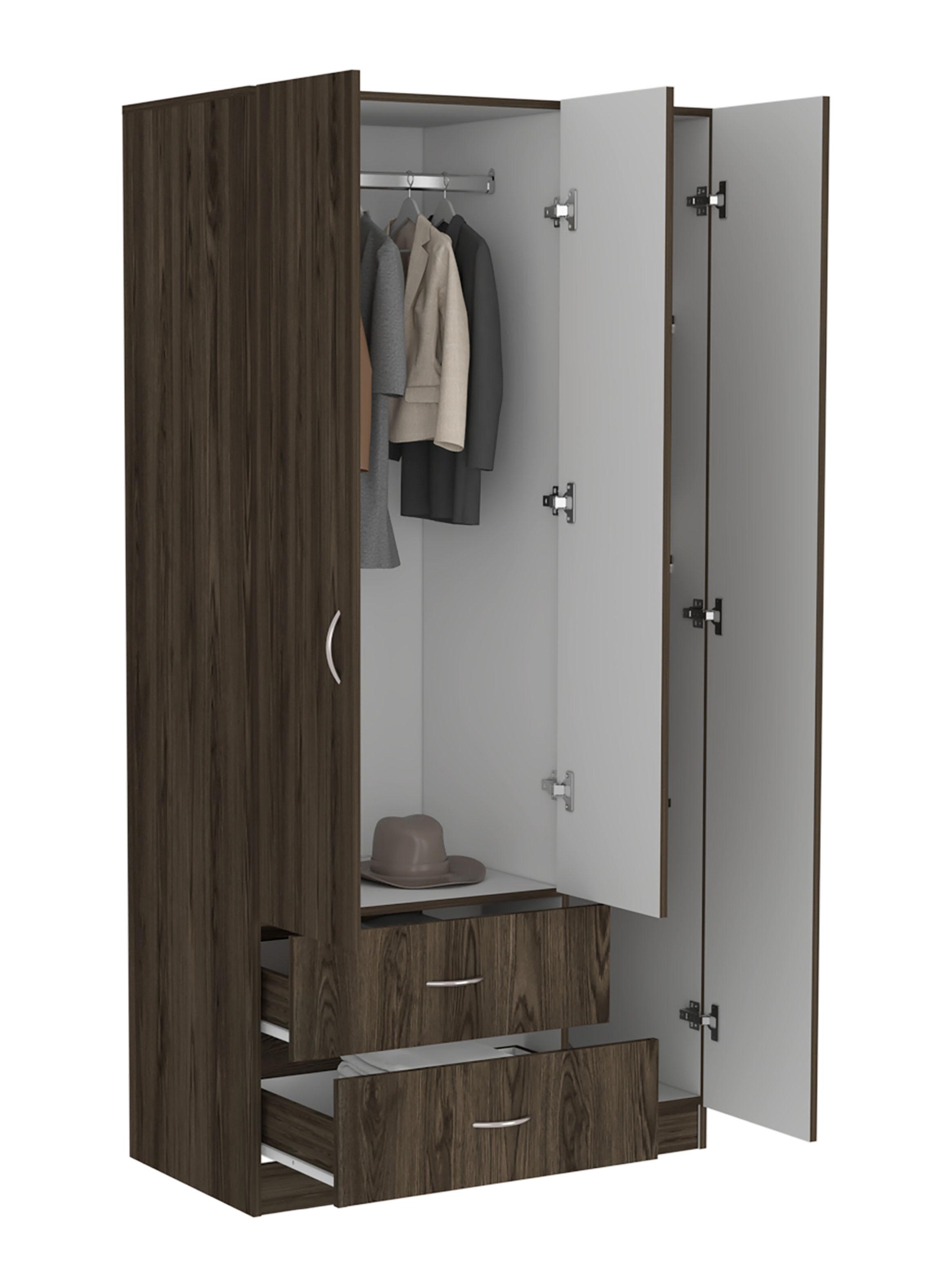 Clóset 3 Puertas con 2 Cajones Austral Milan y Blanco-2