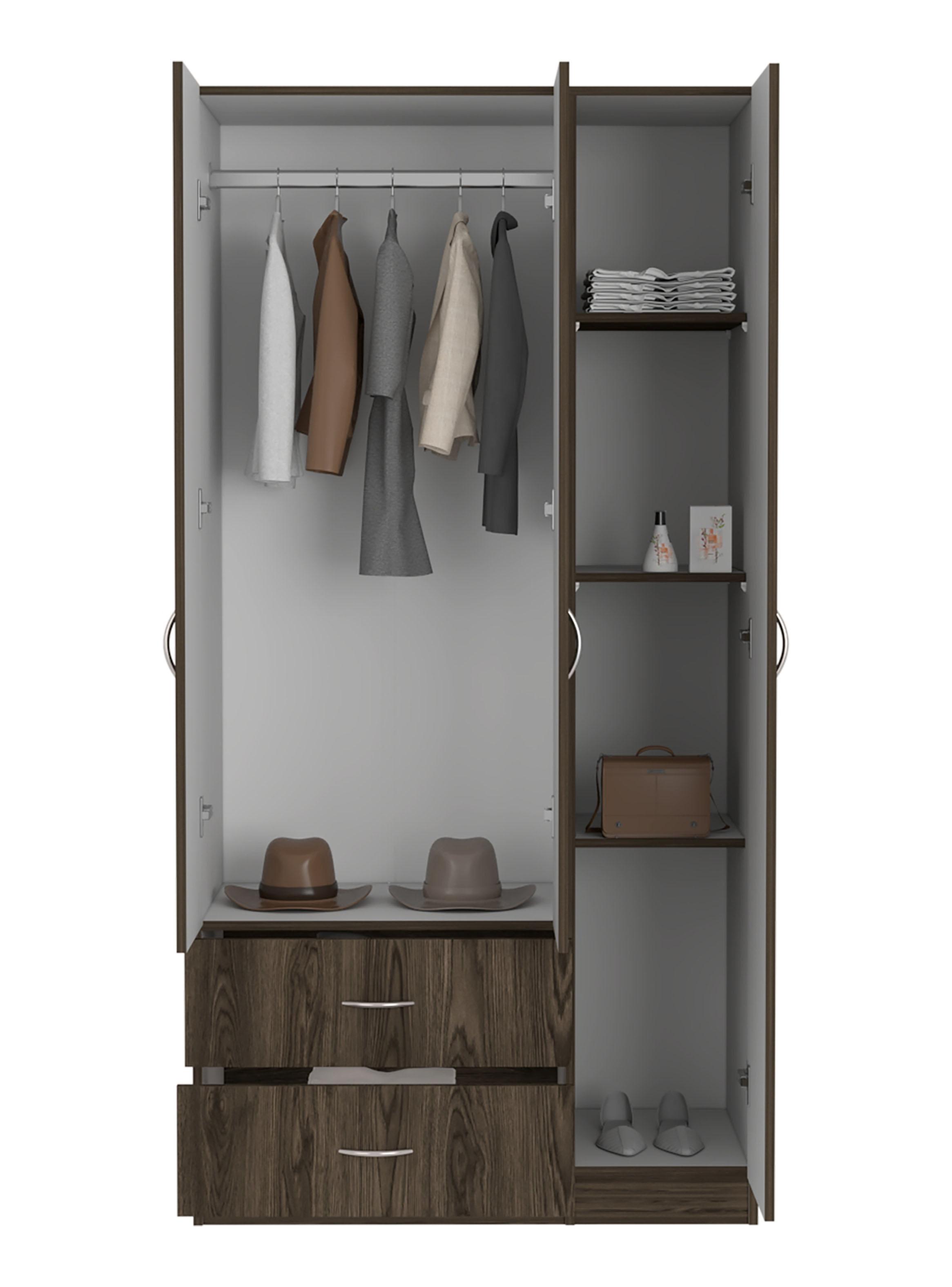 Clóset 3 Puertas con 2 Cajones Austral Milan y Blanco-3