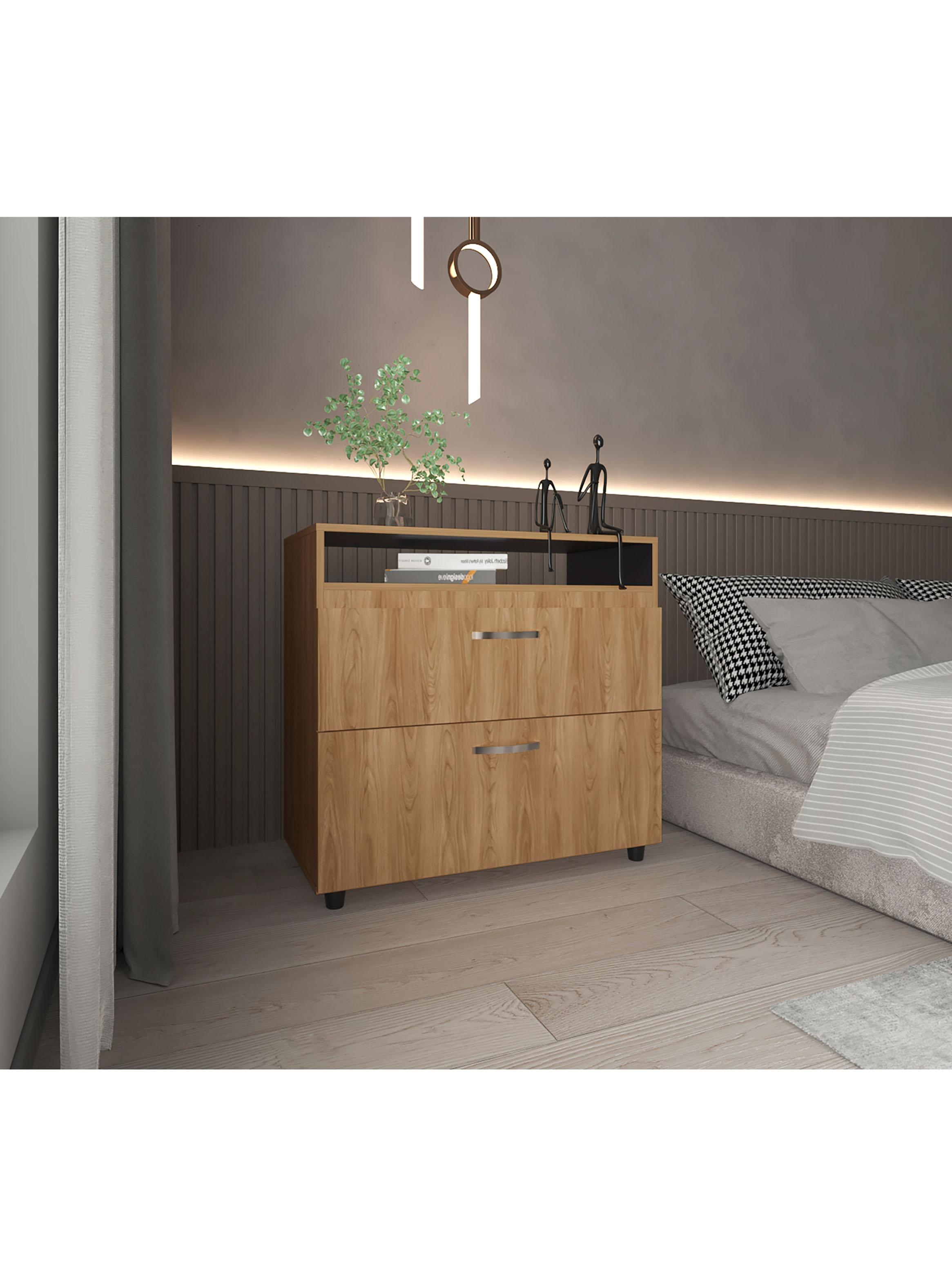 Cómoda 2 Cajones Barilo Fresno y Wengue-4