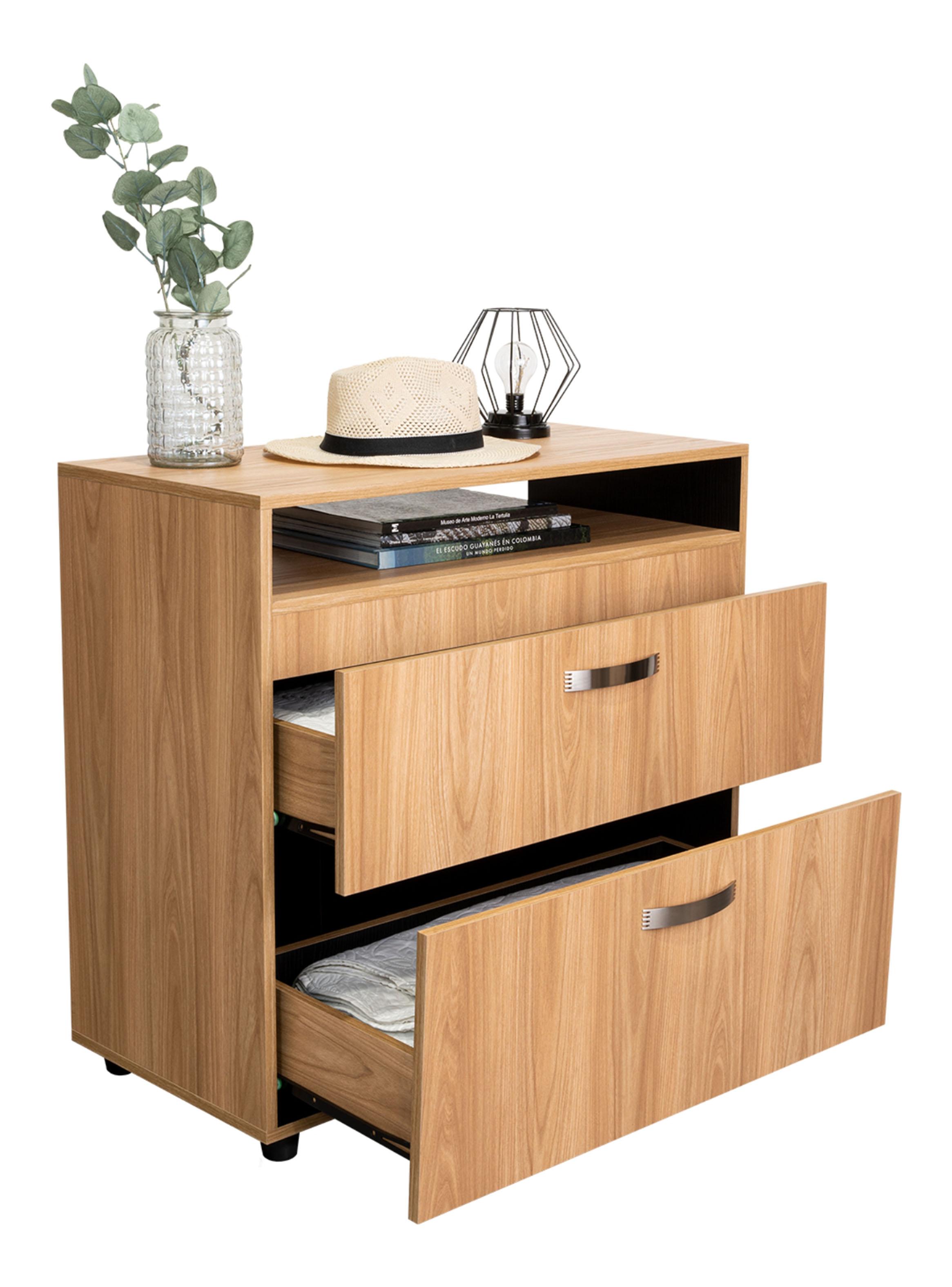 Cómoda 2 Cajones Barilo Fresno y Wengue-2