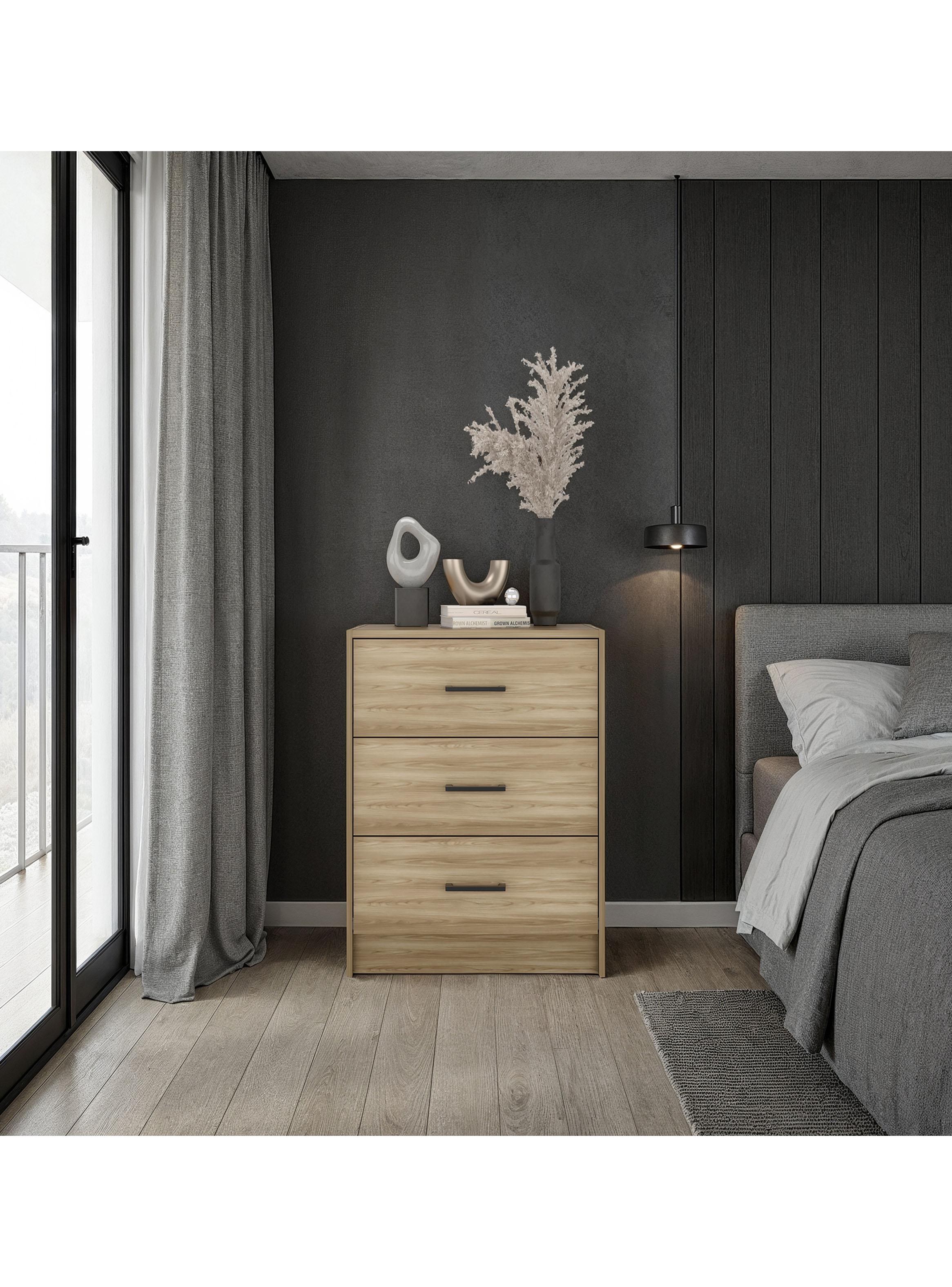 Cómoda 3 Cajones Clay Fresno y Wengue-4