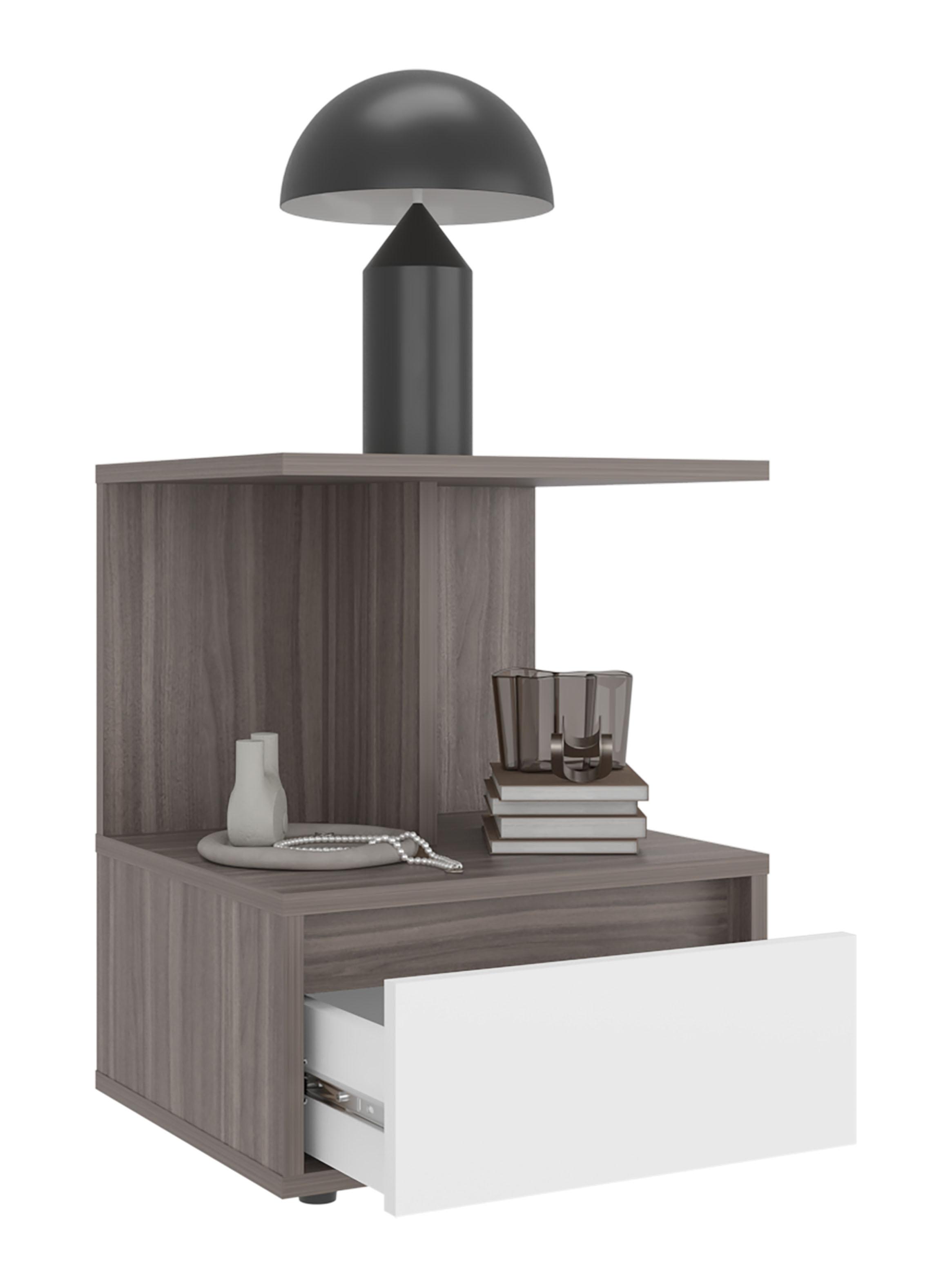 Velador 1 Cajón Miki Avellana y Blanco-3