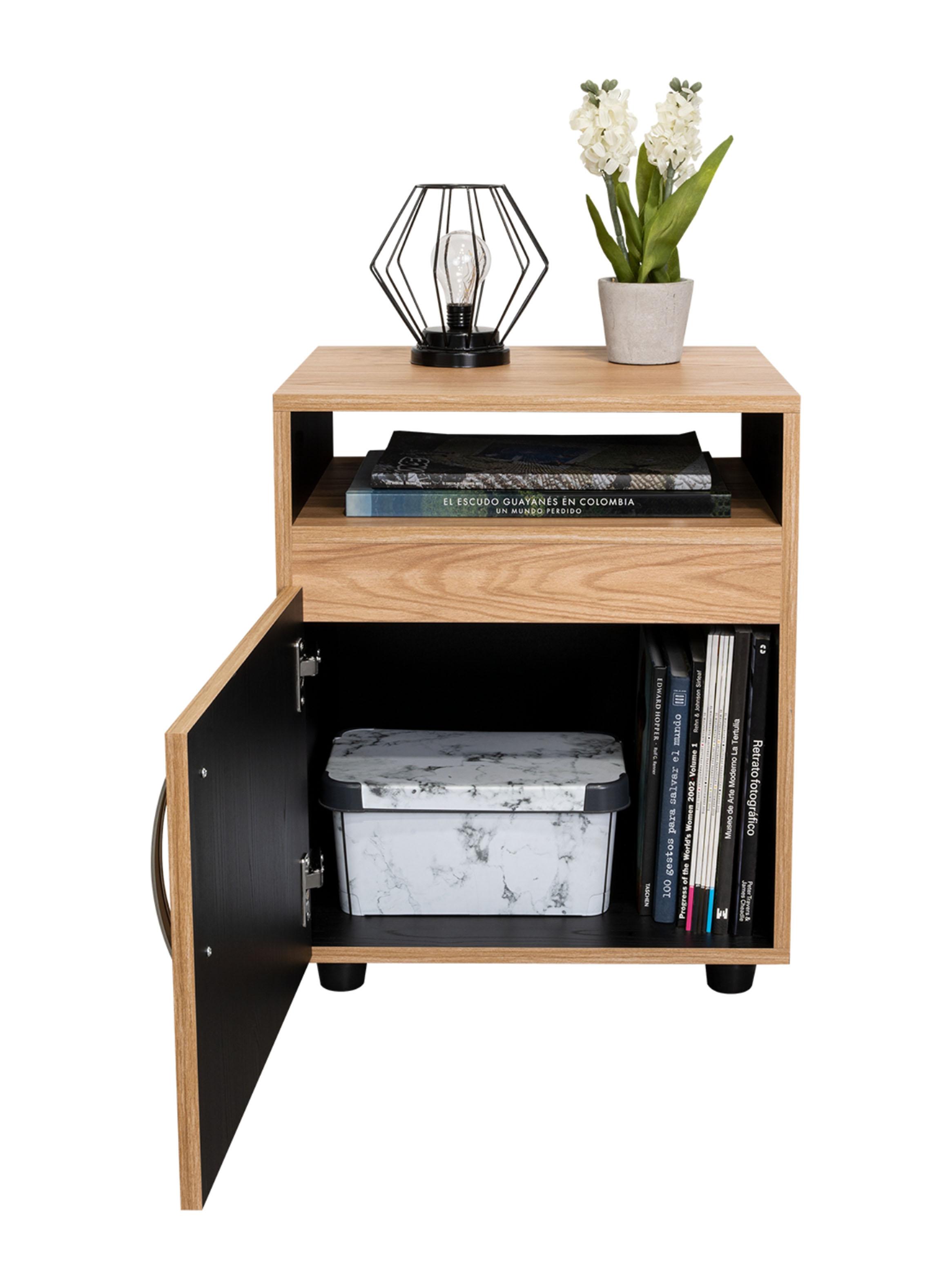 Velador 1 Puerta Barilo Fresno y Wengue-3