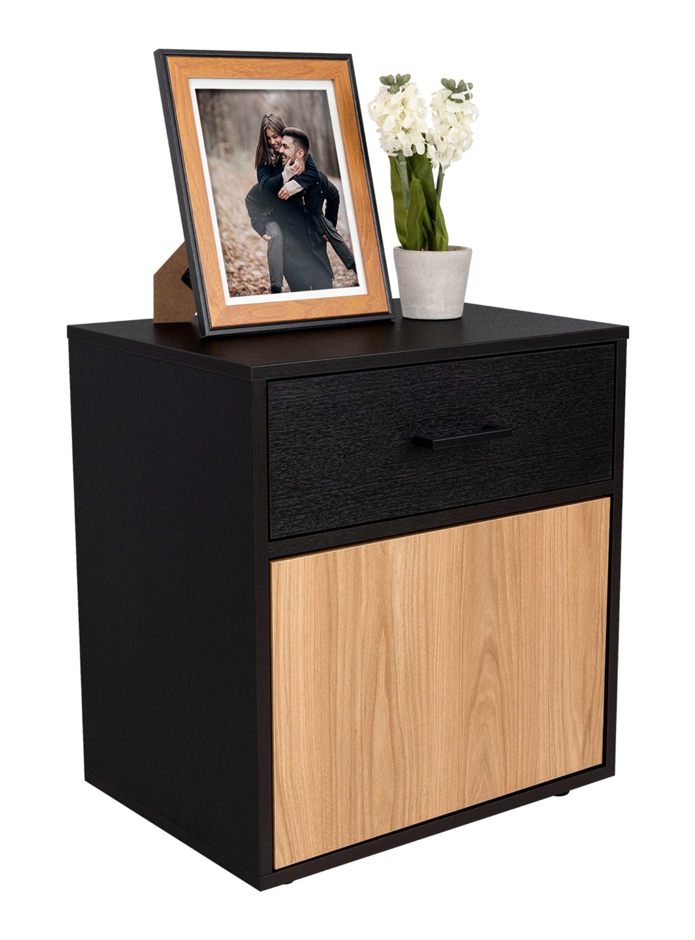 Velador 1 Puerta 1 Cajón Grayson Wengue y Fresno-3