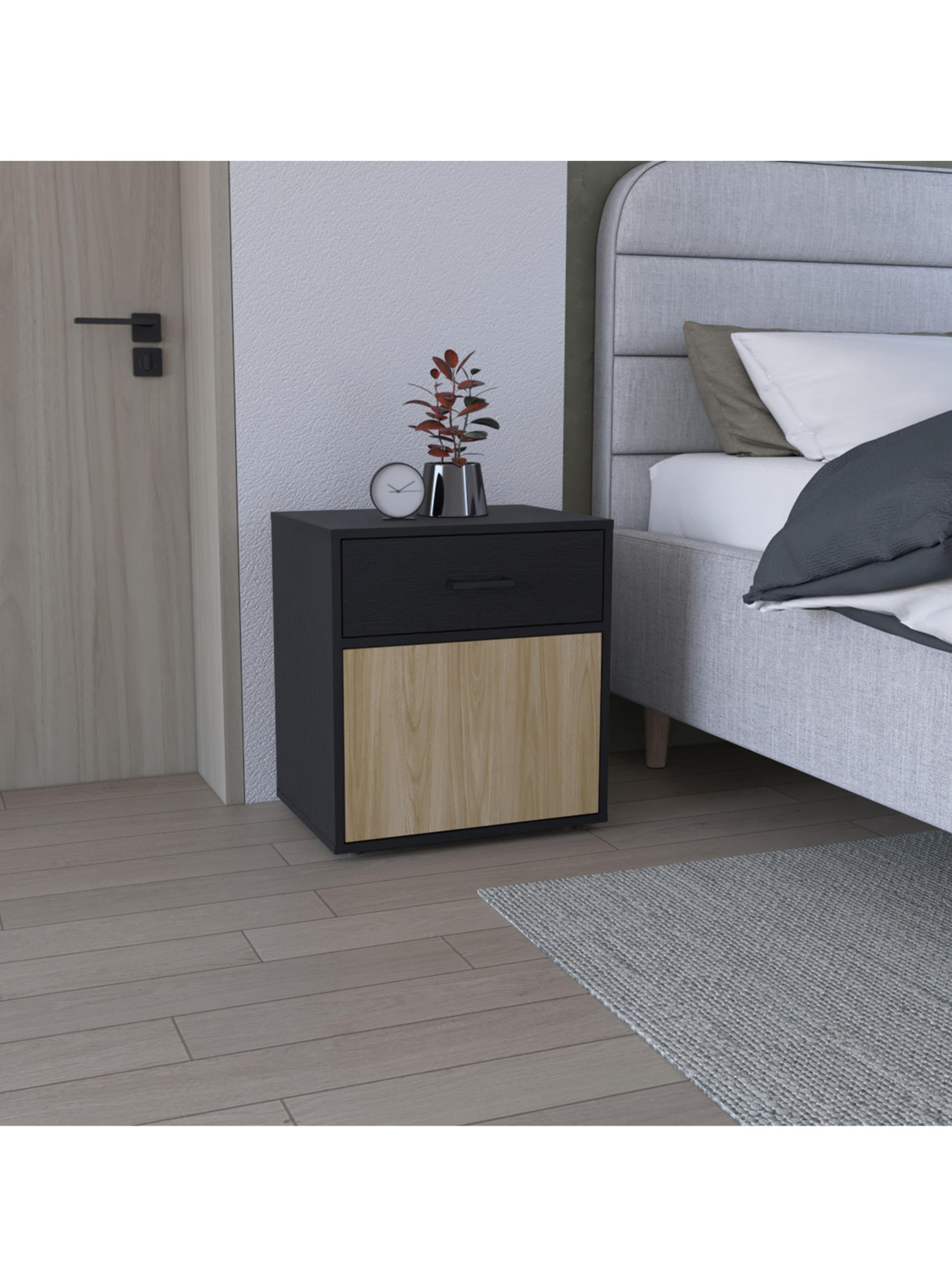 Velador 1 Puerta 1 Cajón Grayson Wengue y Fresno-4